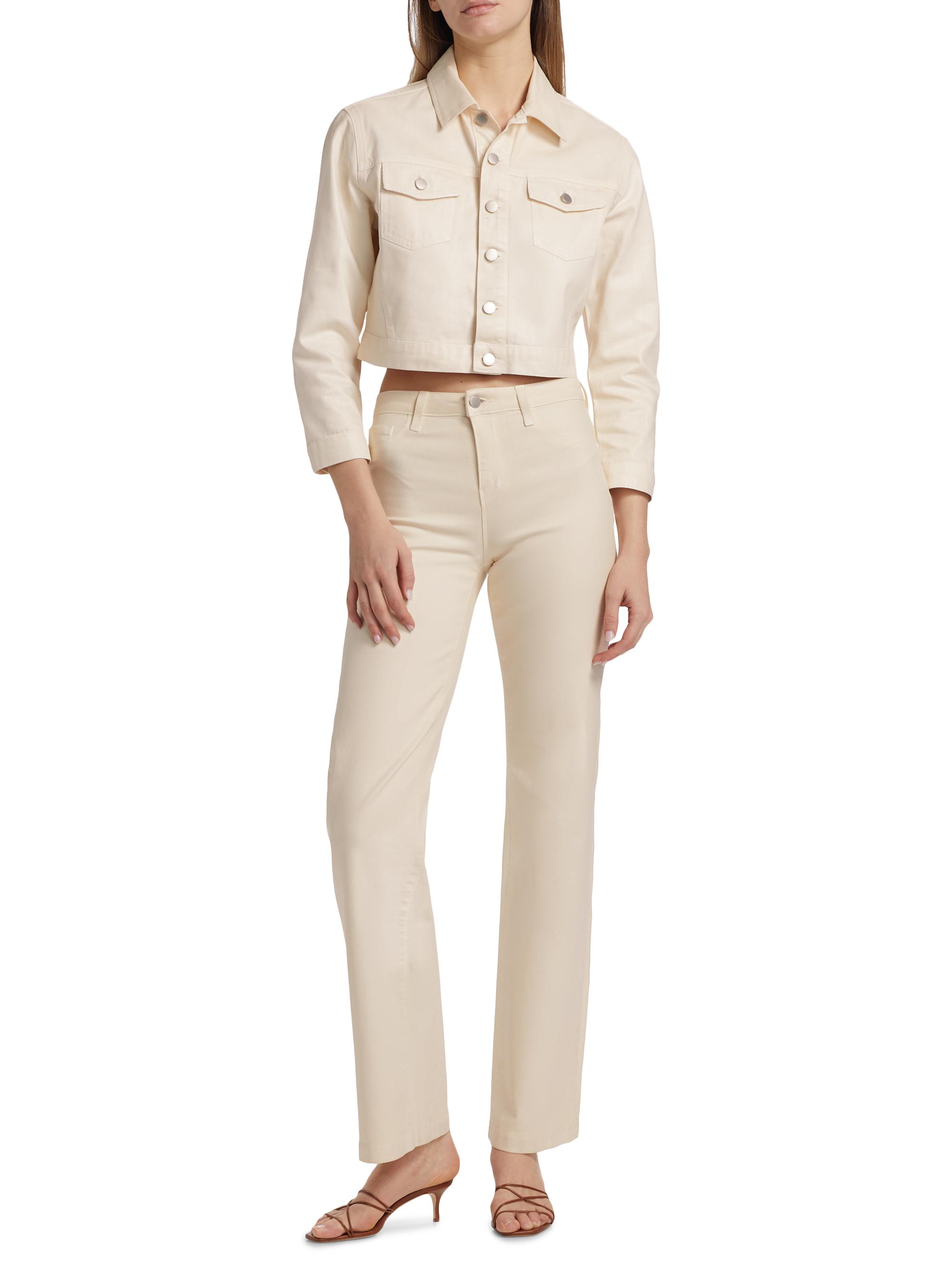 L'AGENCE Koda Coated Denim Crop Jacket | Saks Fifth Avenue