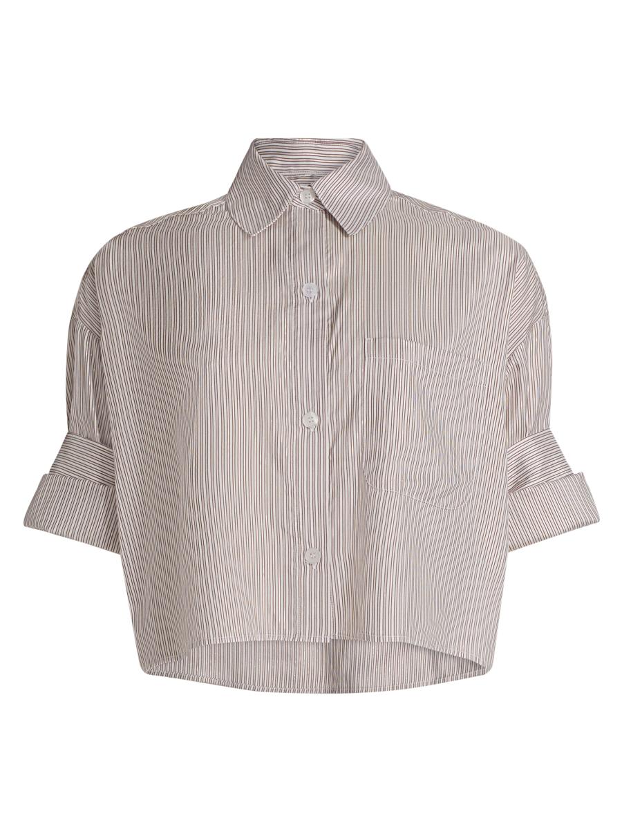 TWP Next Ex Striped Silk Crop Shirt | Saks Fifth Avenue