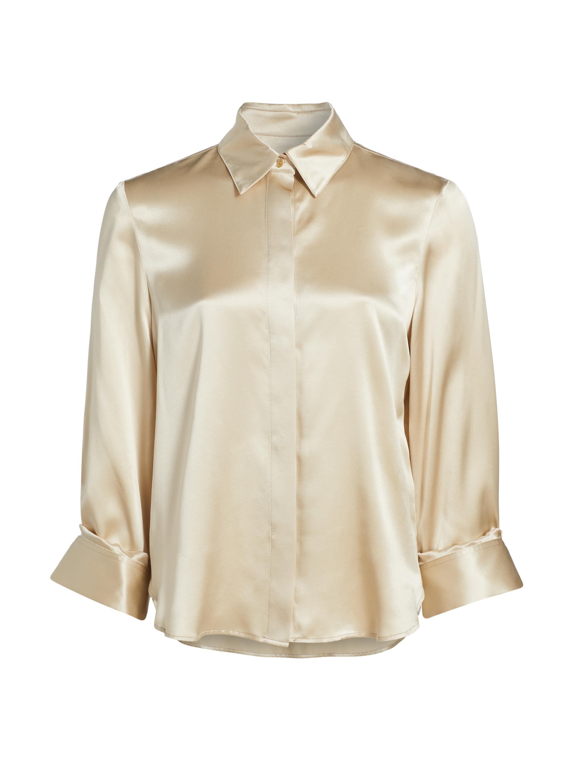 TWP Women's Boyfriend Silk Button-Front Shirt - Champagne
