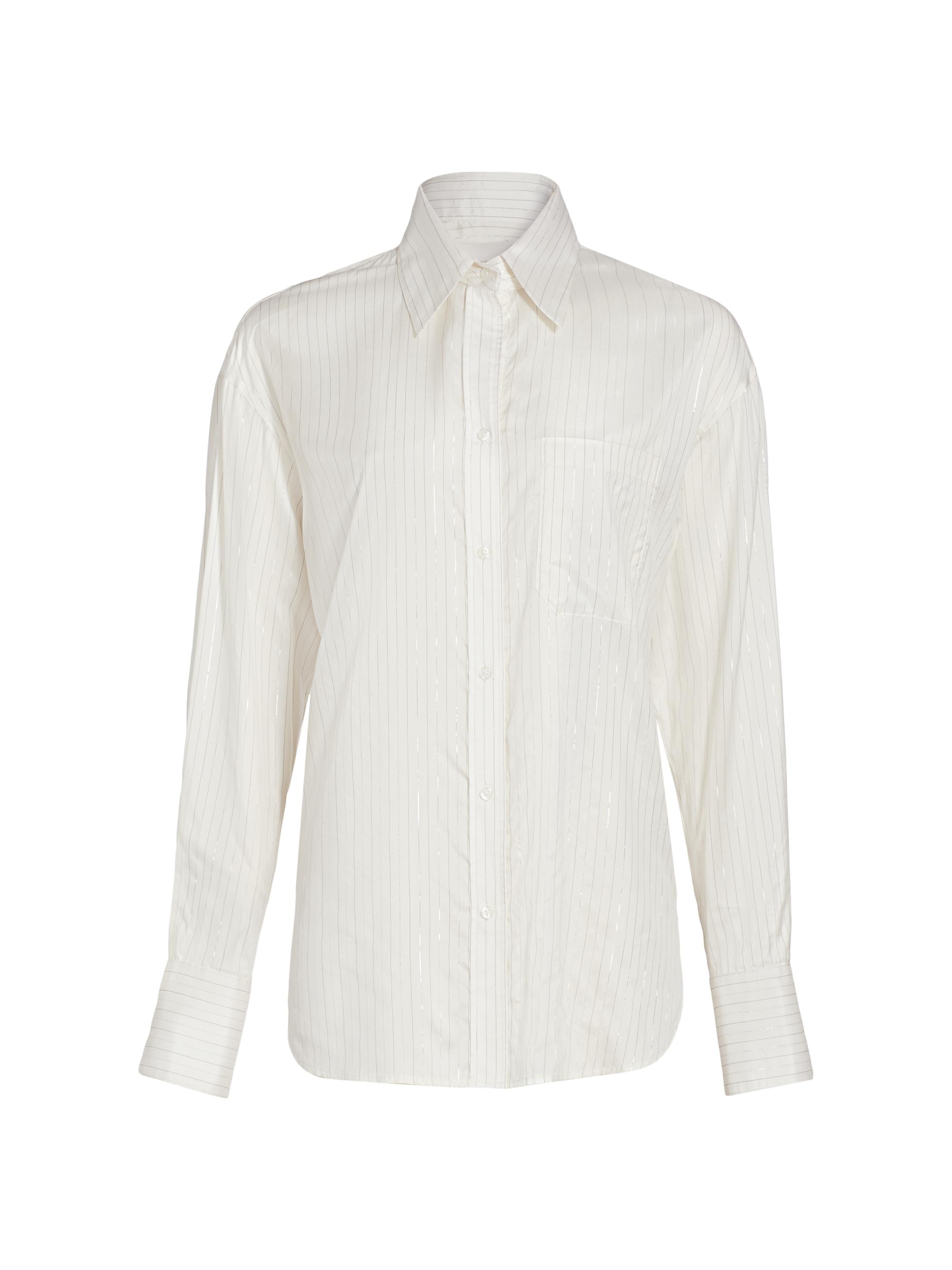 TWP Women's Big Joe Metallic Stripe Silk Long-Sleeve Shirt -  Multi