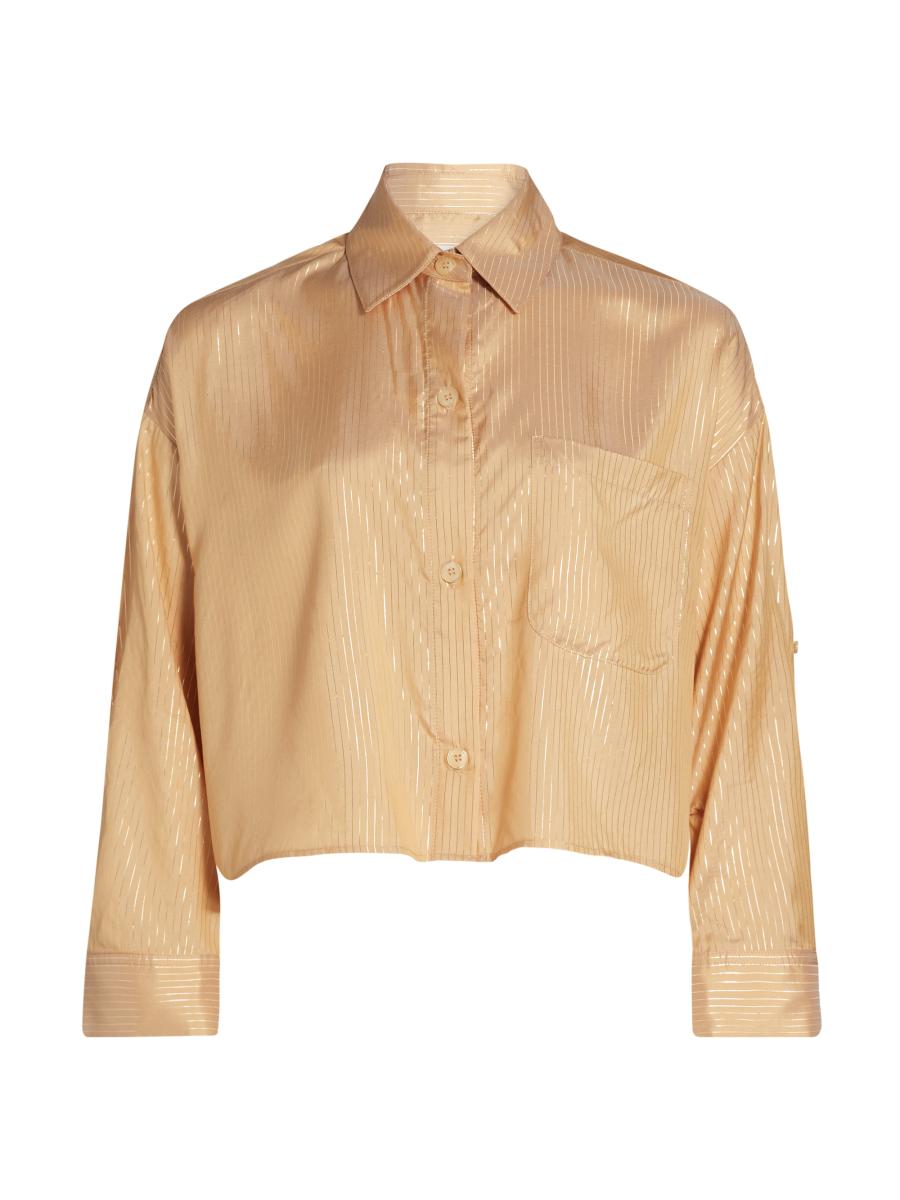TWP Next Ex Metallic Silk Crop Shirt | Saks Fifth Avenue