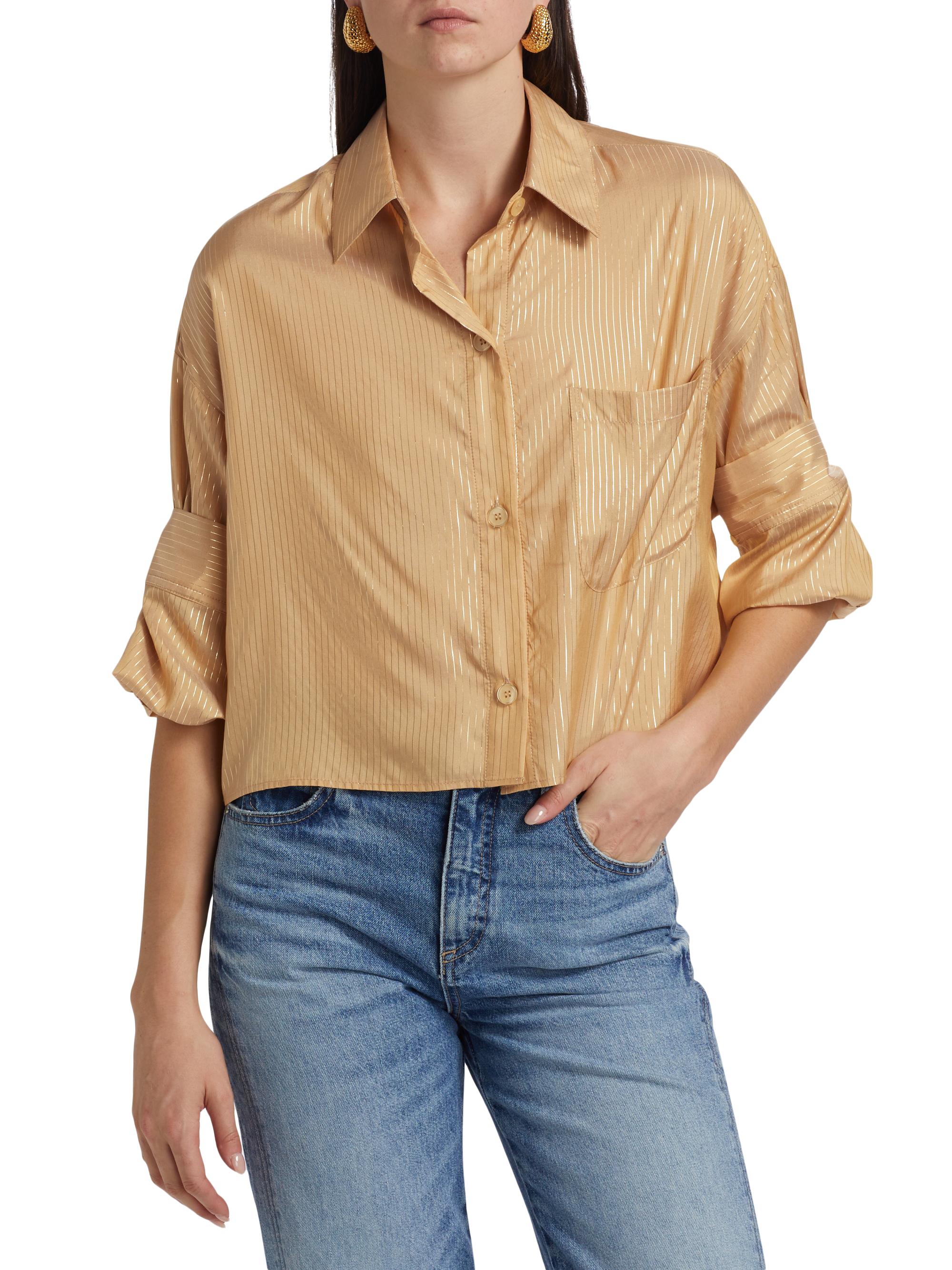 TWP Next Ex Metallic Silk Crop Shirt | Saks Fifth Avenue