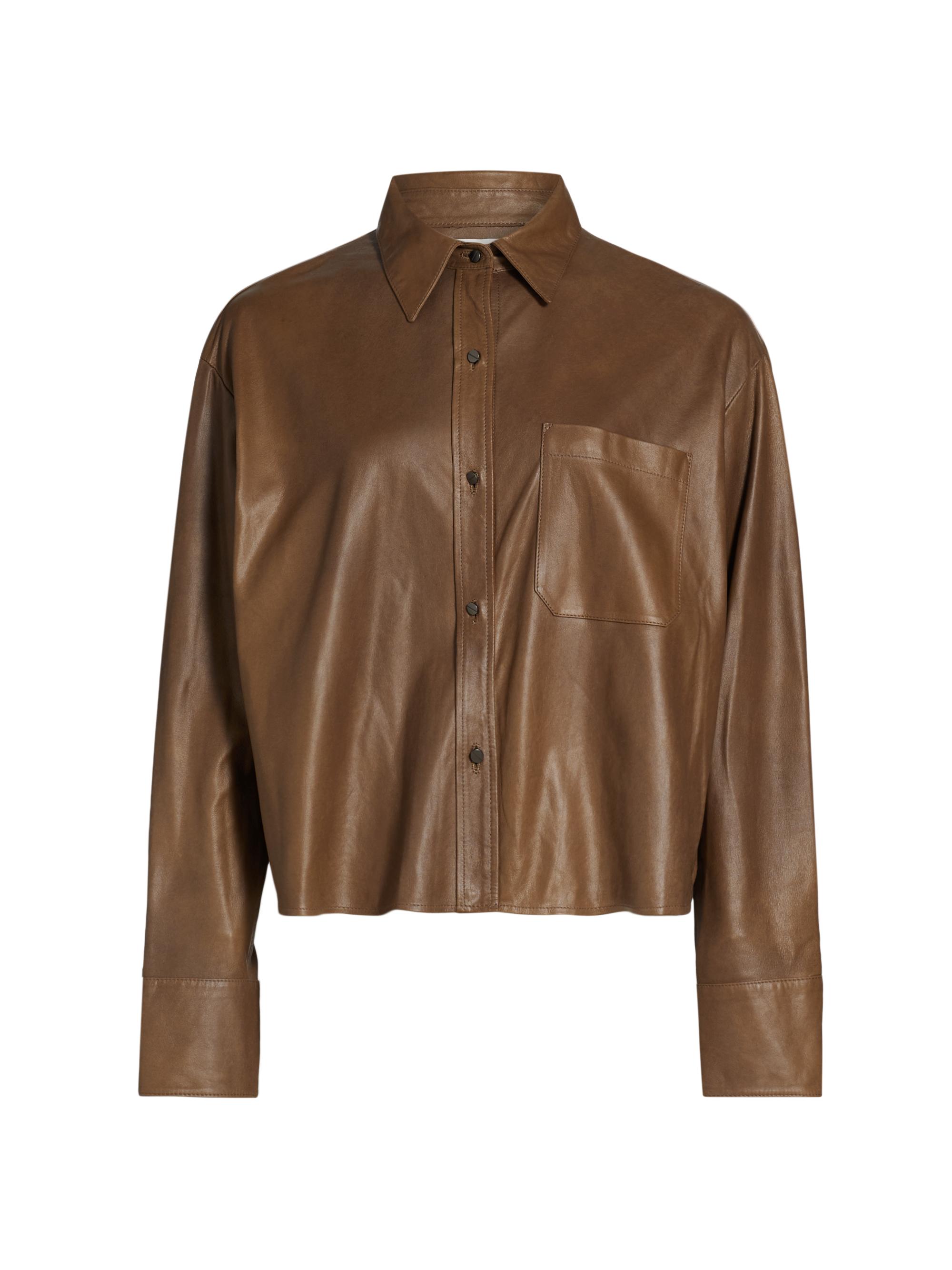 TWP Women's Average Joe Leather Shirt - Cigar