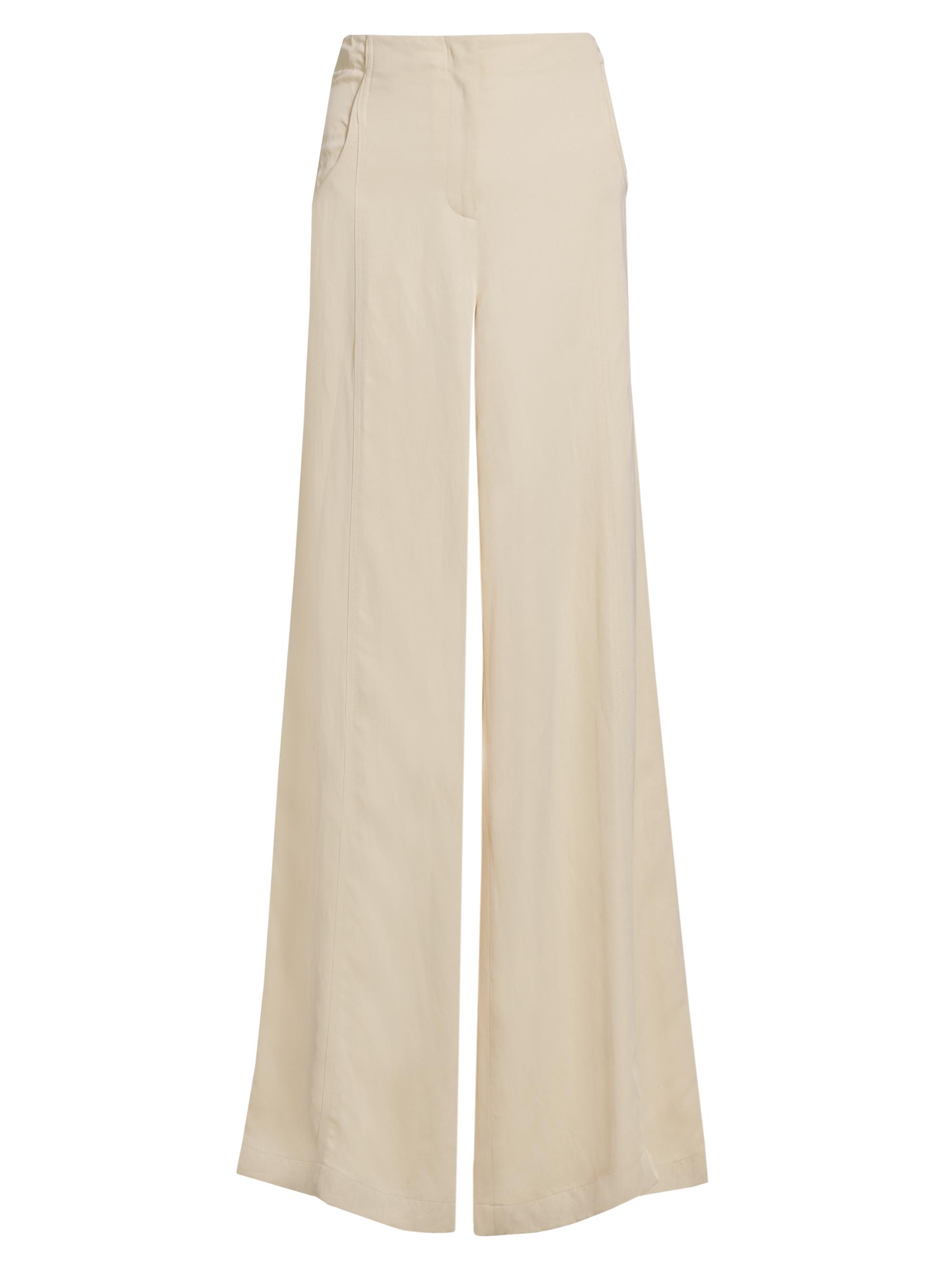 TWP Women's Demie Seamed Wide-Leg Pants - French Butter