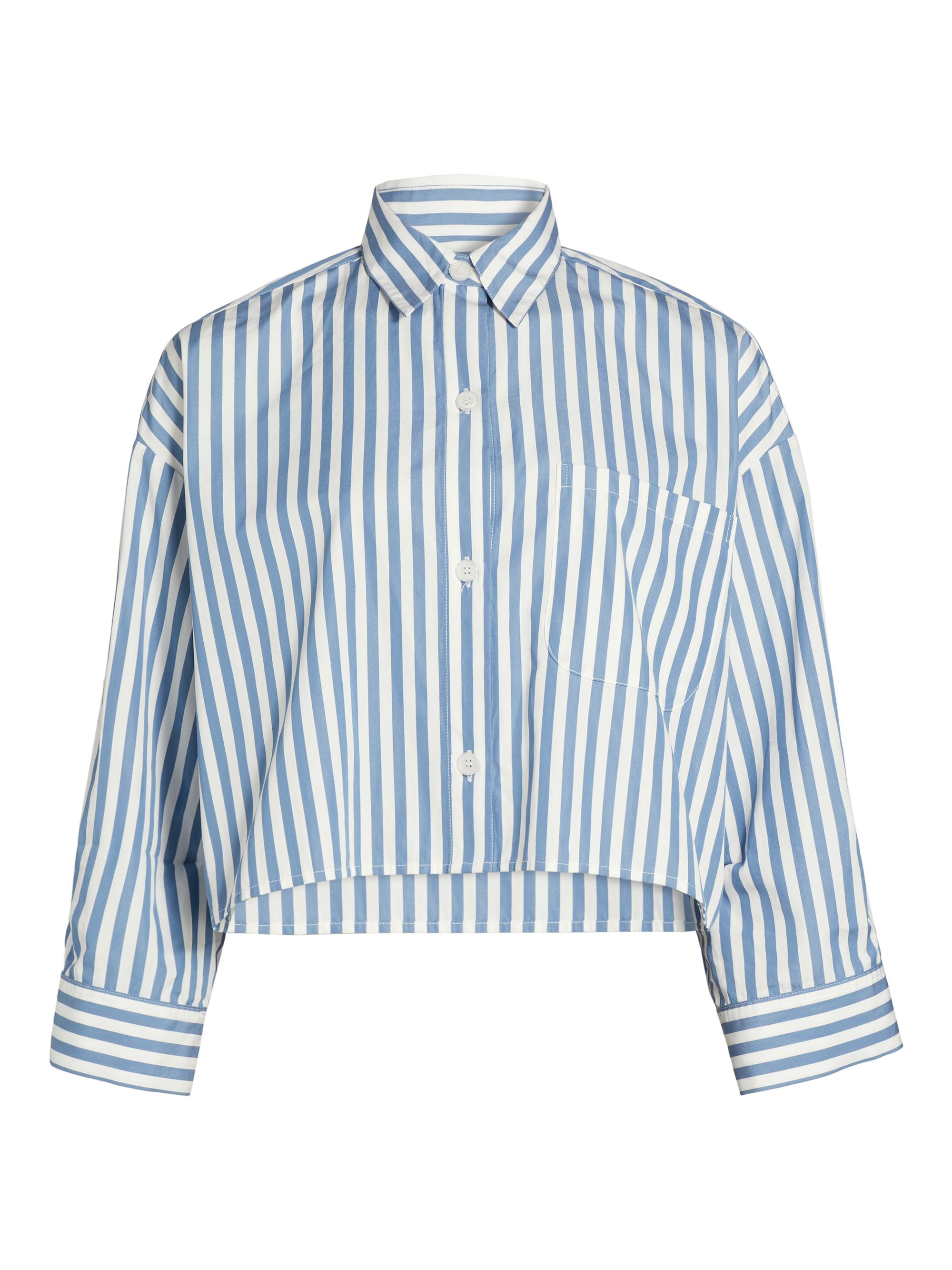 TWP Women's Next Ex Striped Tailored Crop Top - White Vintage Denim