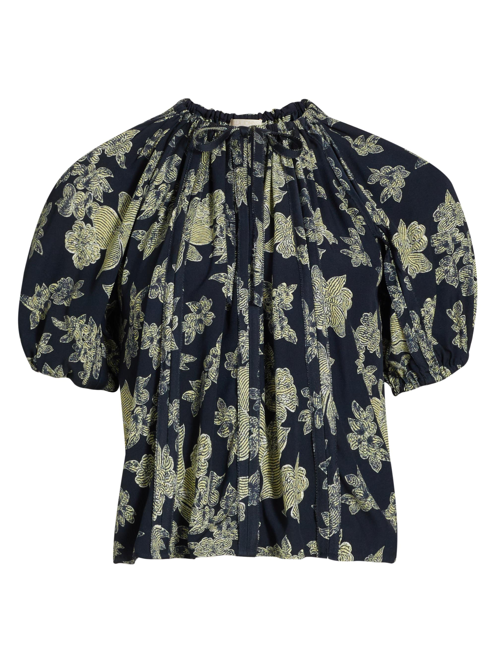 Ulla Johnson Women's Marcelena Floral Tieneck Blouse - Minuit