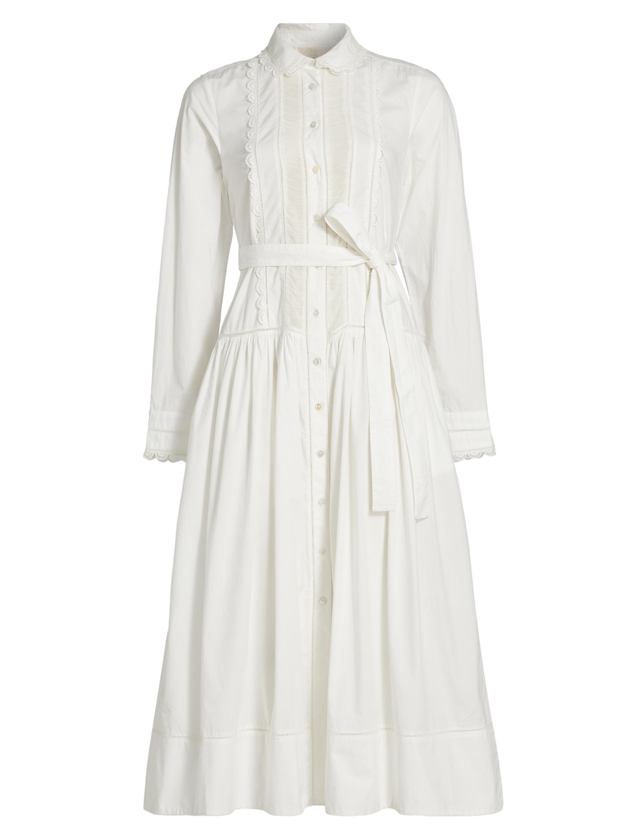 Ulla Johnson Women's Ariane Tie-Waist Cotton Shirtdress - Cowrie