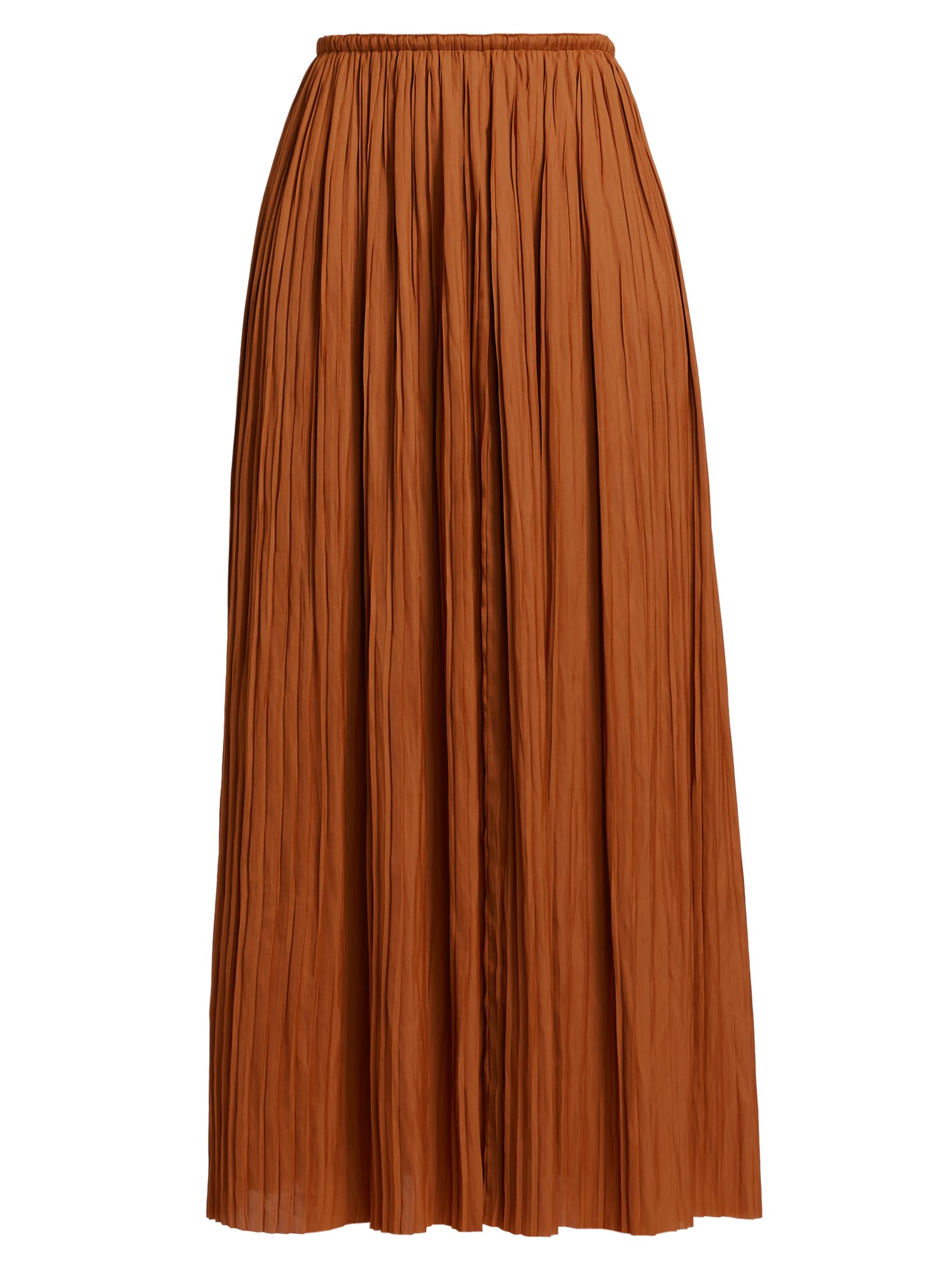 Ulla Johnson Women's Ineze Pleated Satin Midi-Skirt - Amber