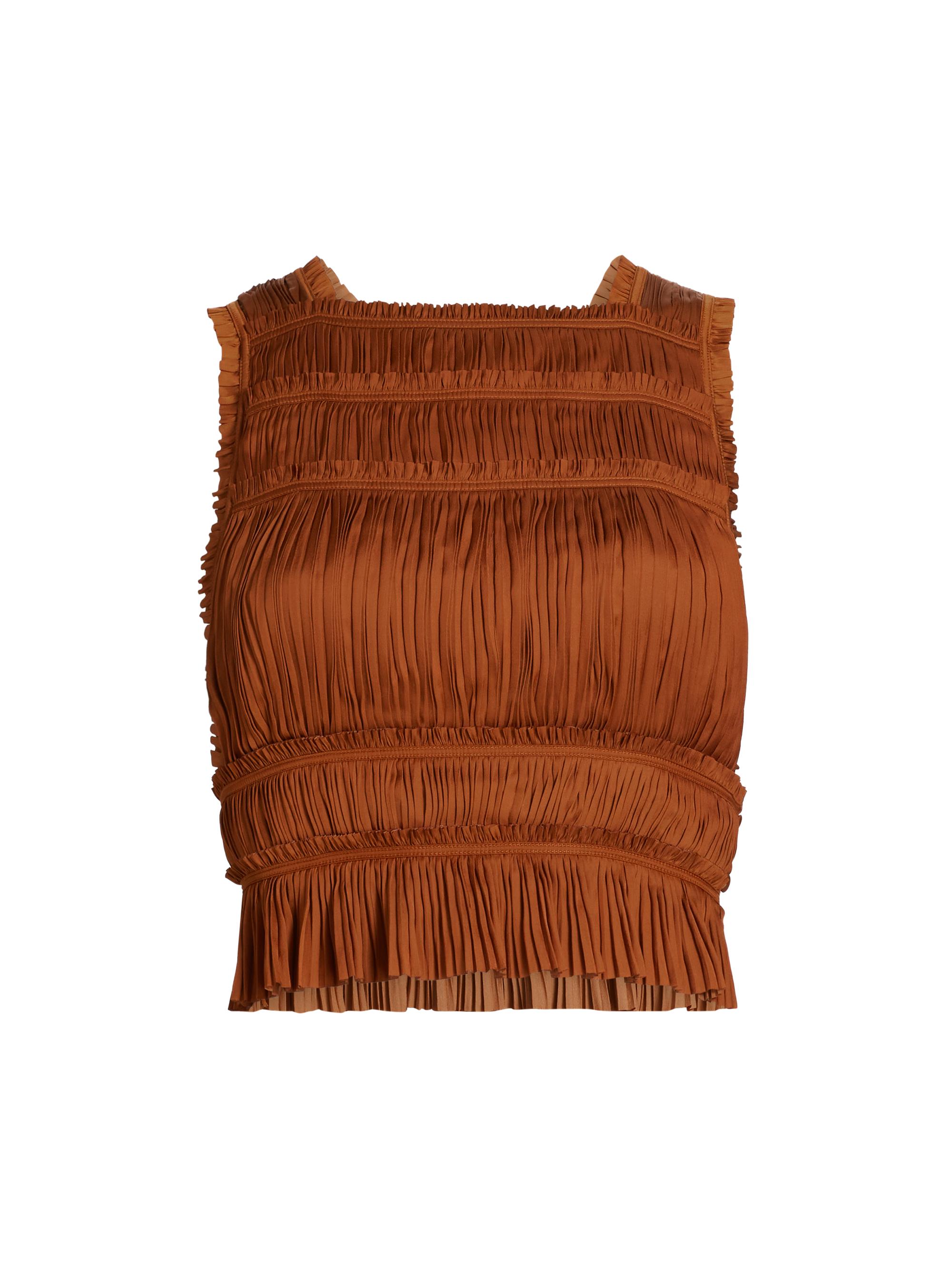 Ulla Johnson Women's Ziva Plissé Satin Sleeveless Top - Amber