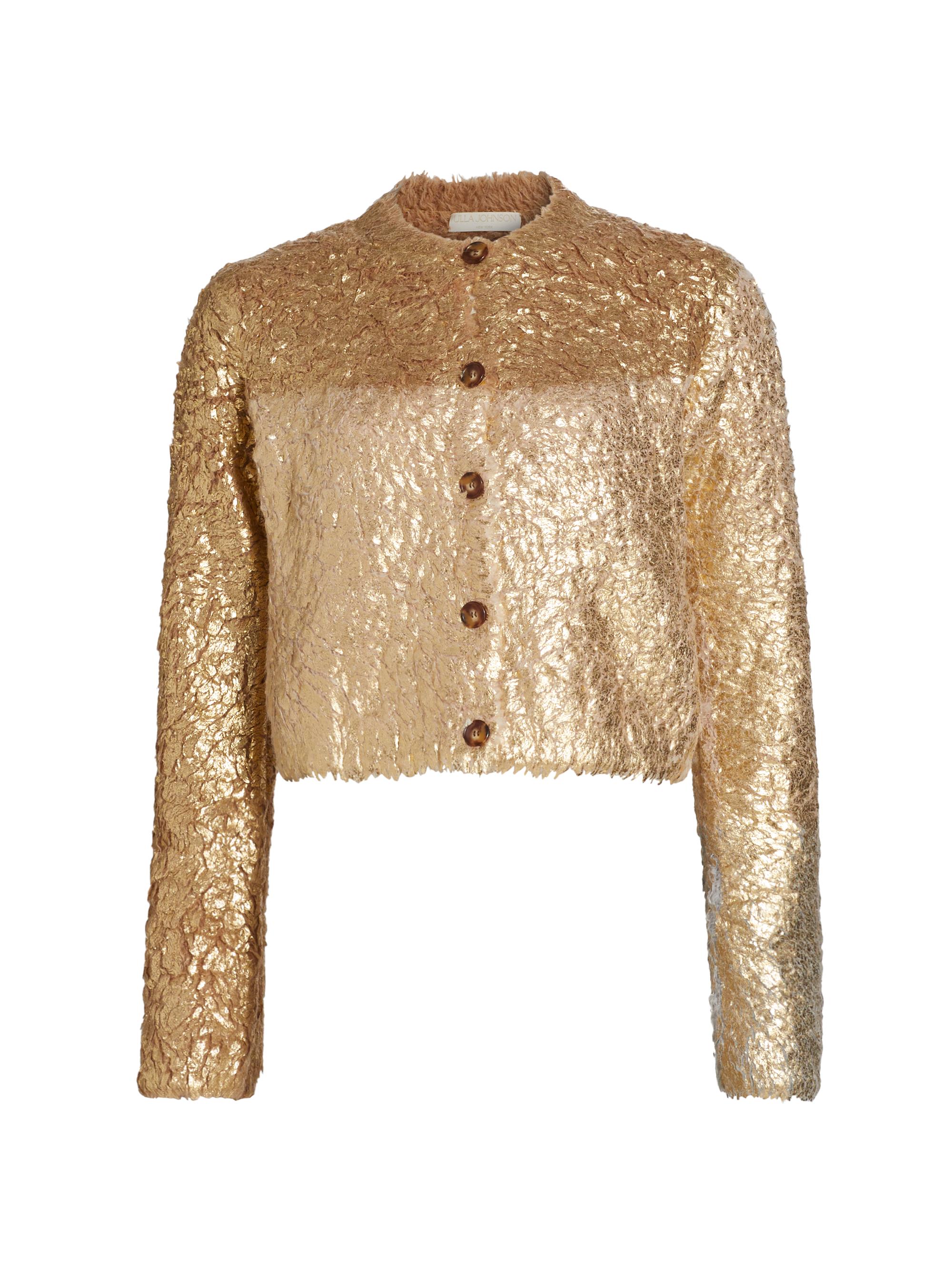 Ulla Johnson Women's Keira Metallic Wool-Blend Knit Cardigan - Gilt