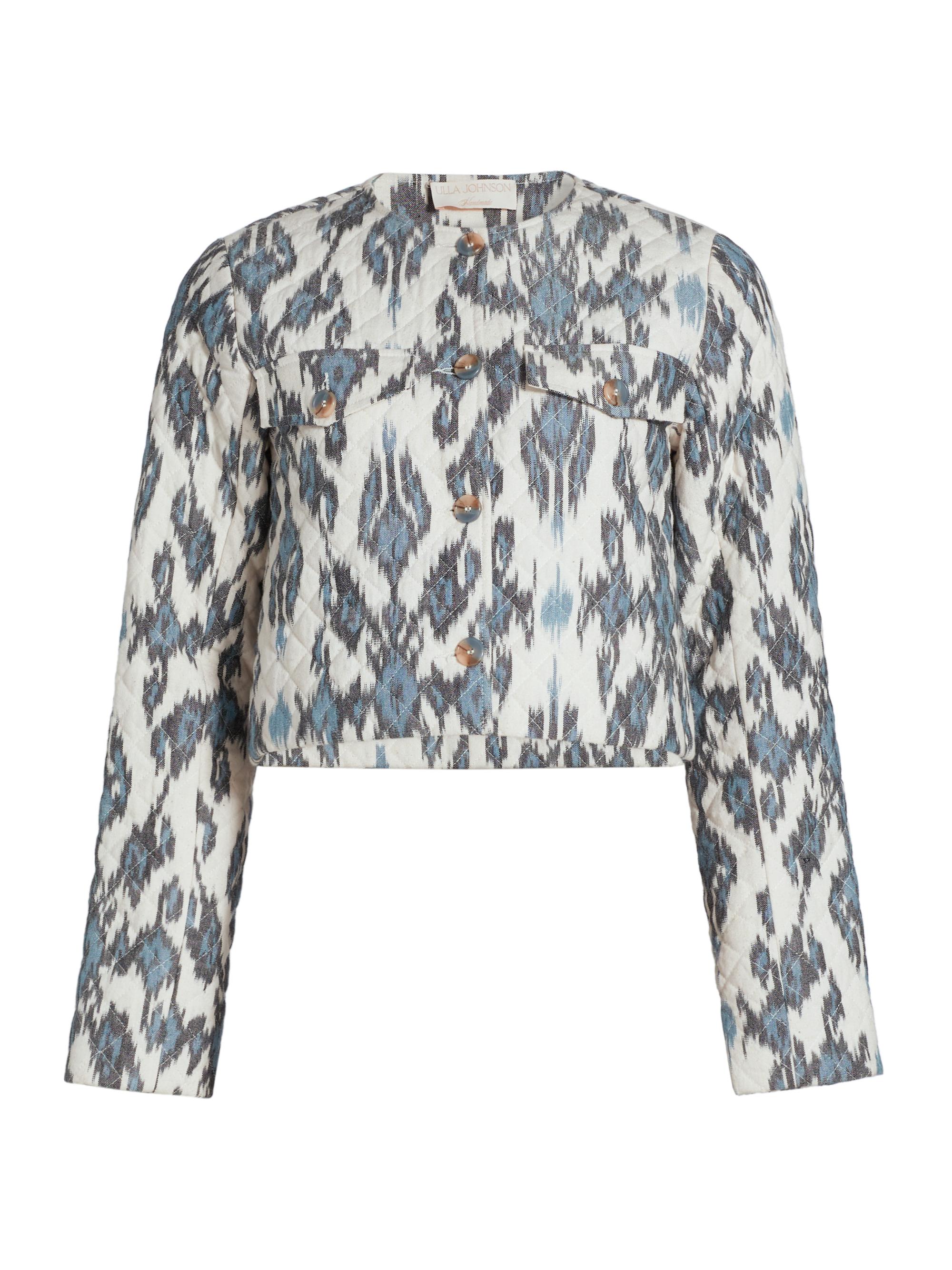 Ulla Johnson Women's Dione Printed Cotton Crop Jacket - Celeste
