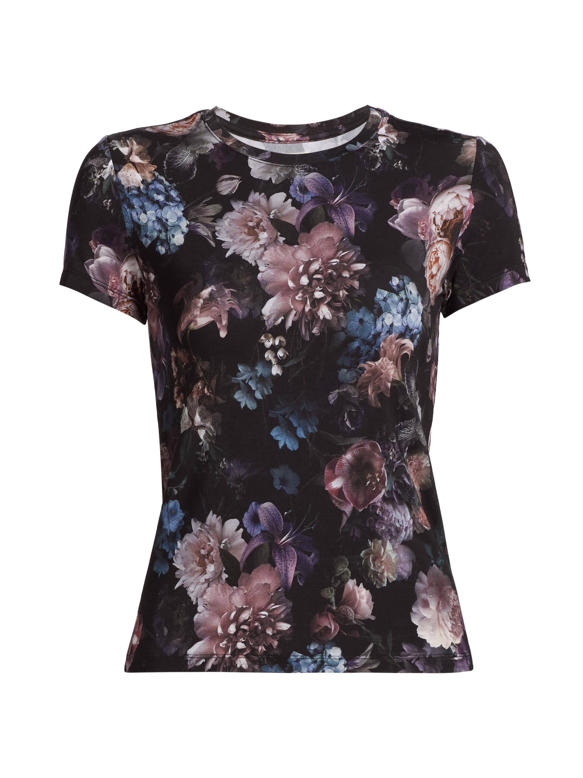L'AGENCE Women's Ressi Floral Crewneck T-Shirt - Black Multi Vintage Oil Flower