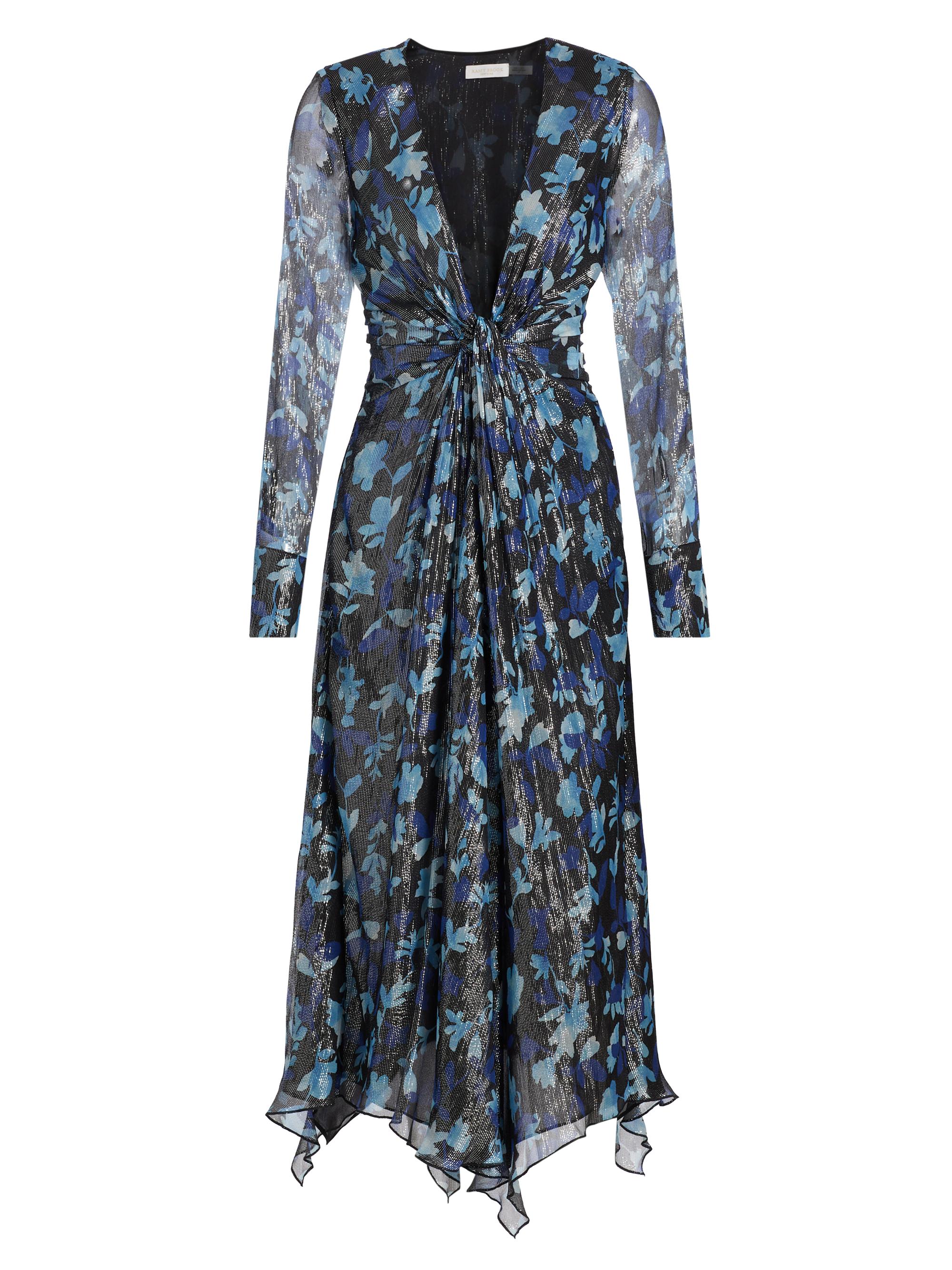 Ramy Brook Women's Tatia Floral Metallic Silk Twist Midi-Dress - Dream Blue Twilight