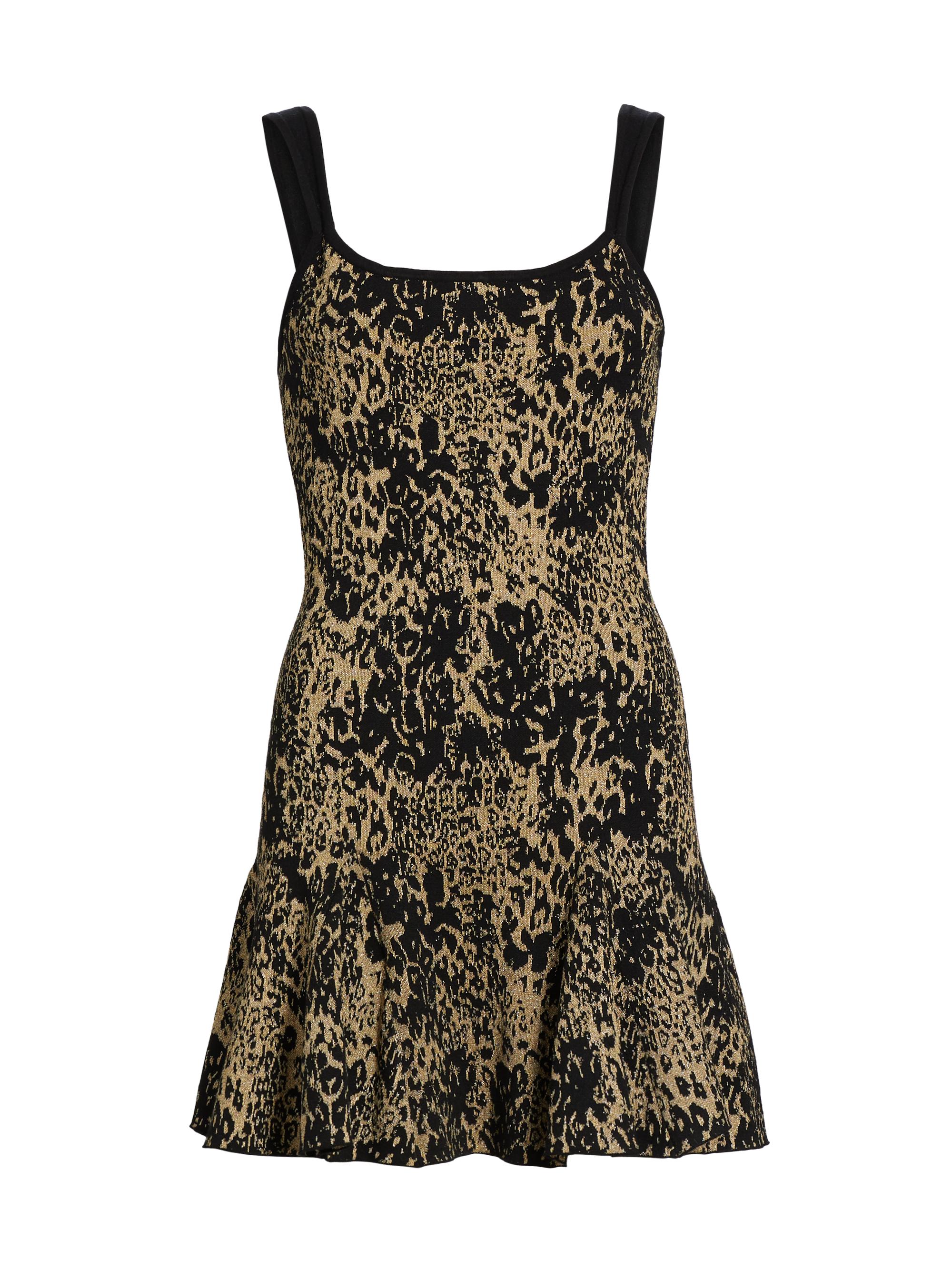 Ramy Brook Women's Lidia Leopard Metallic Knit Scoopneck Minidress - Gold Leopard