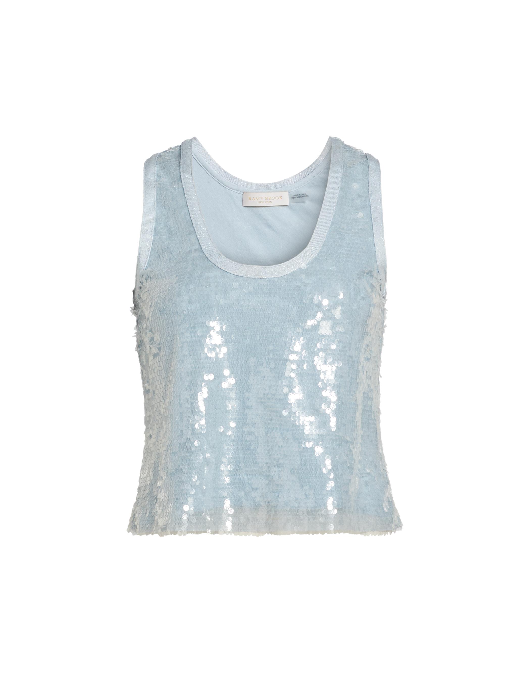 Ramy Brook Women's Chelsey Sequin-Embellished Scoopneck Tank - Dream Blue Sequin