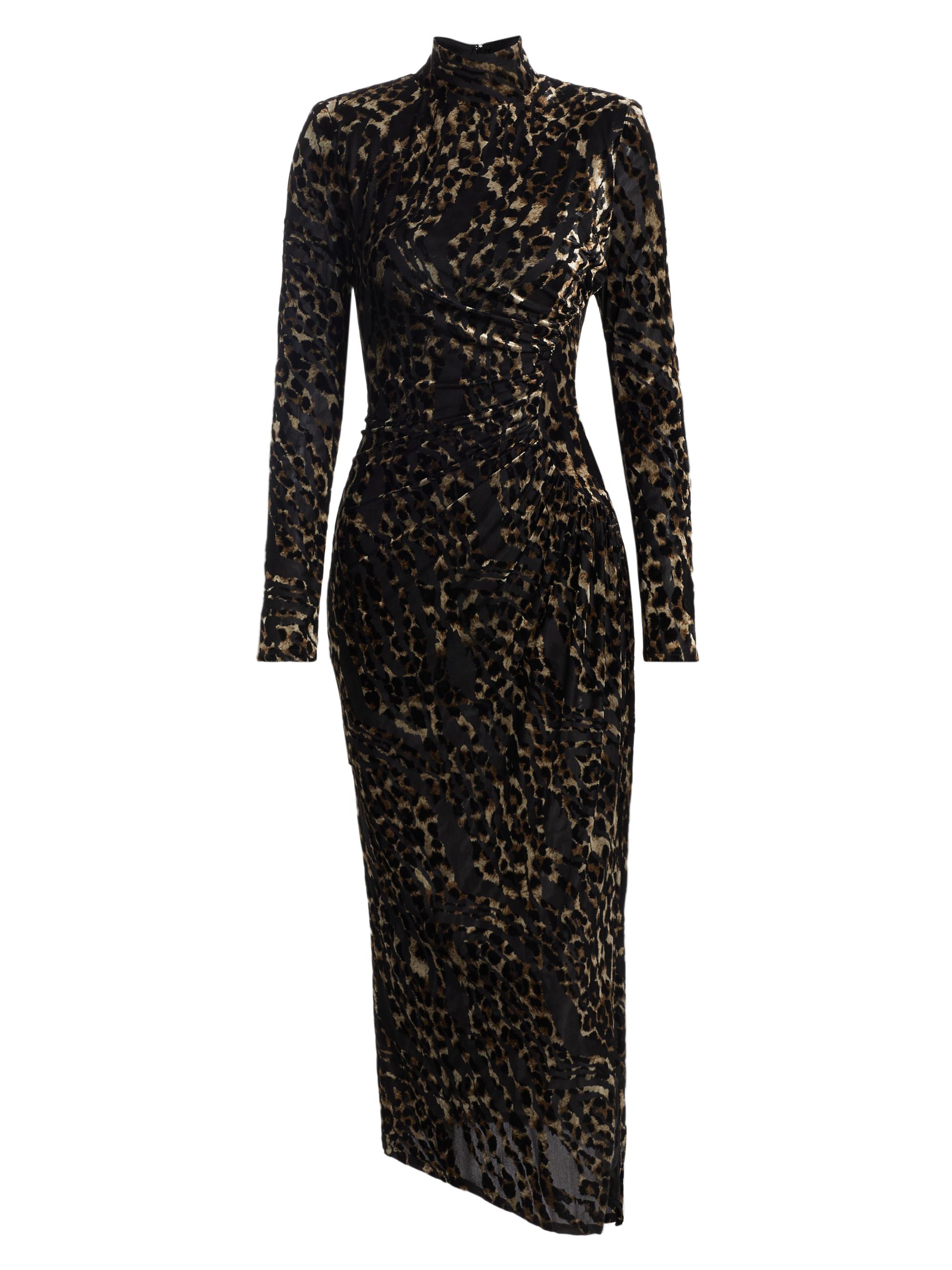 Ramy Brook Eveline Leopard Velvet Long-Sleeve Midi-Dress | Saks