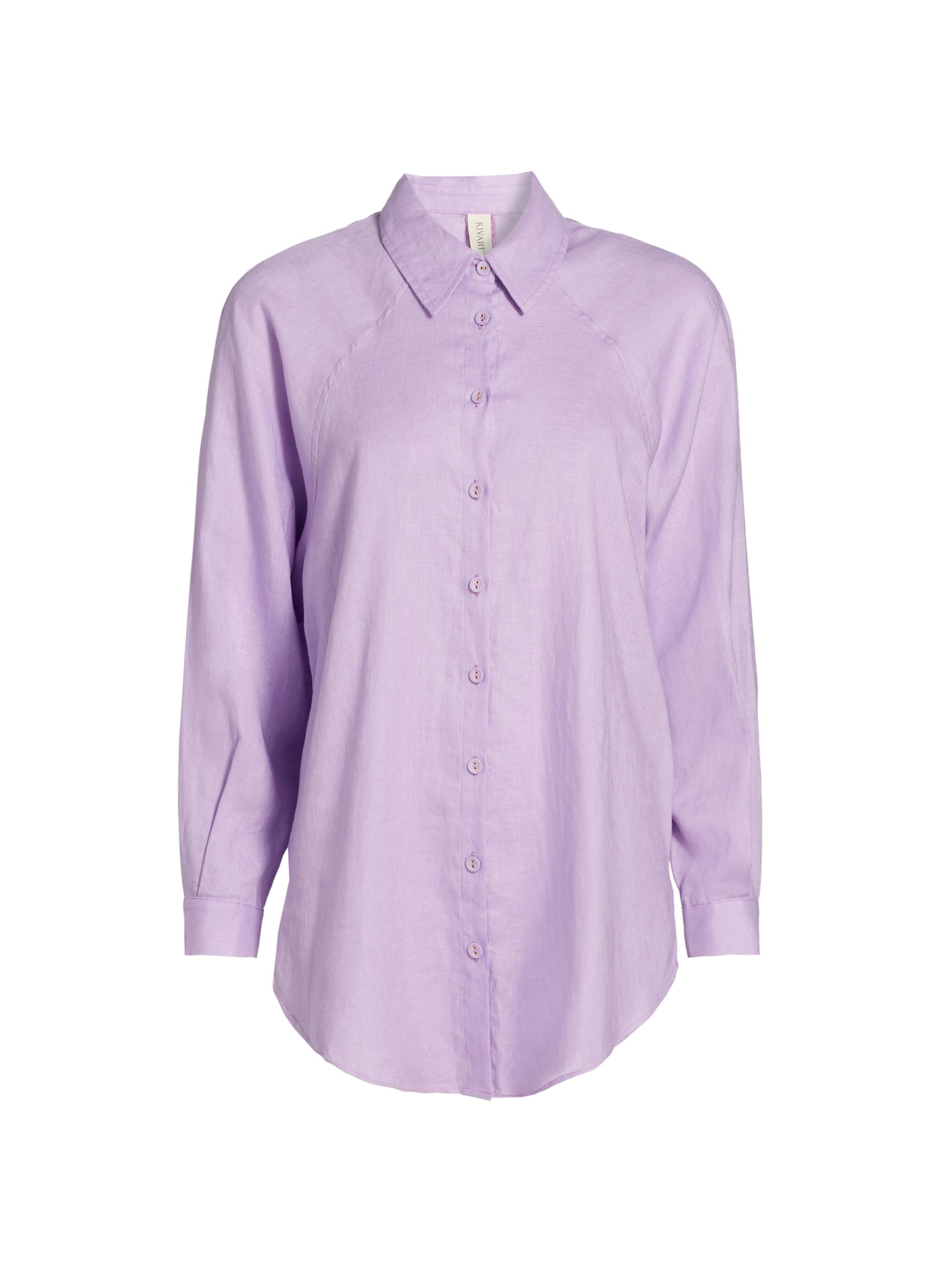 Kivari Women's Nikita Linen Shirt - Violet