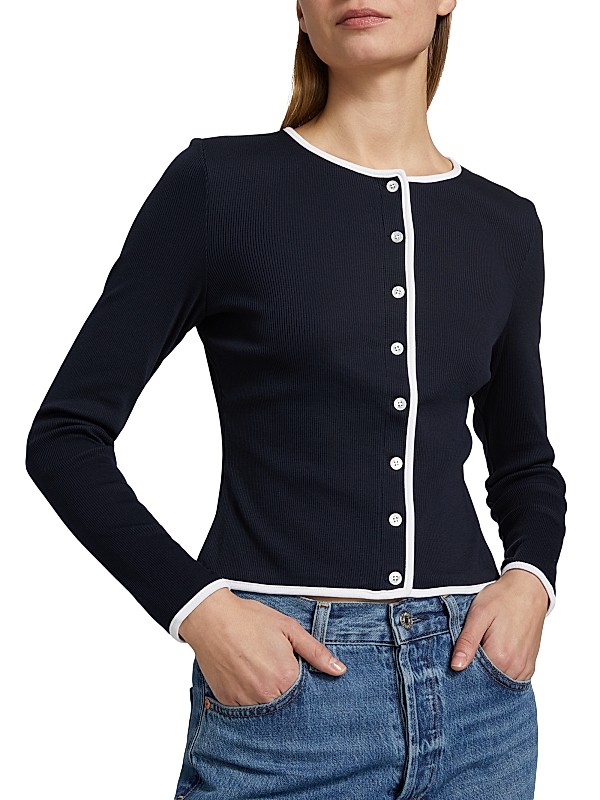 Shop Veronica Beard Wilmer Stretch-Cotton Cardigan | Saks Shop Veronica Beard Wilmer Stretch-Cotton Cardigan | Saks