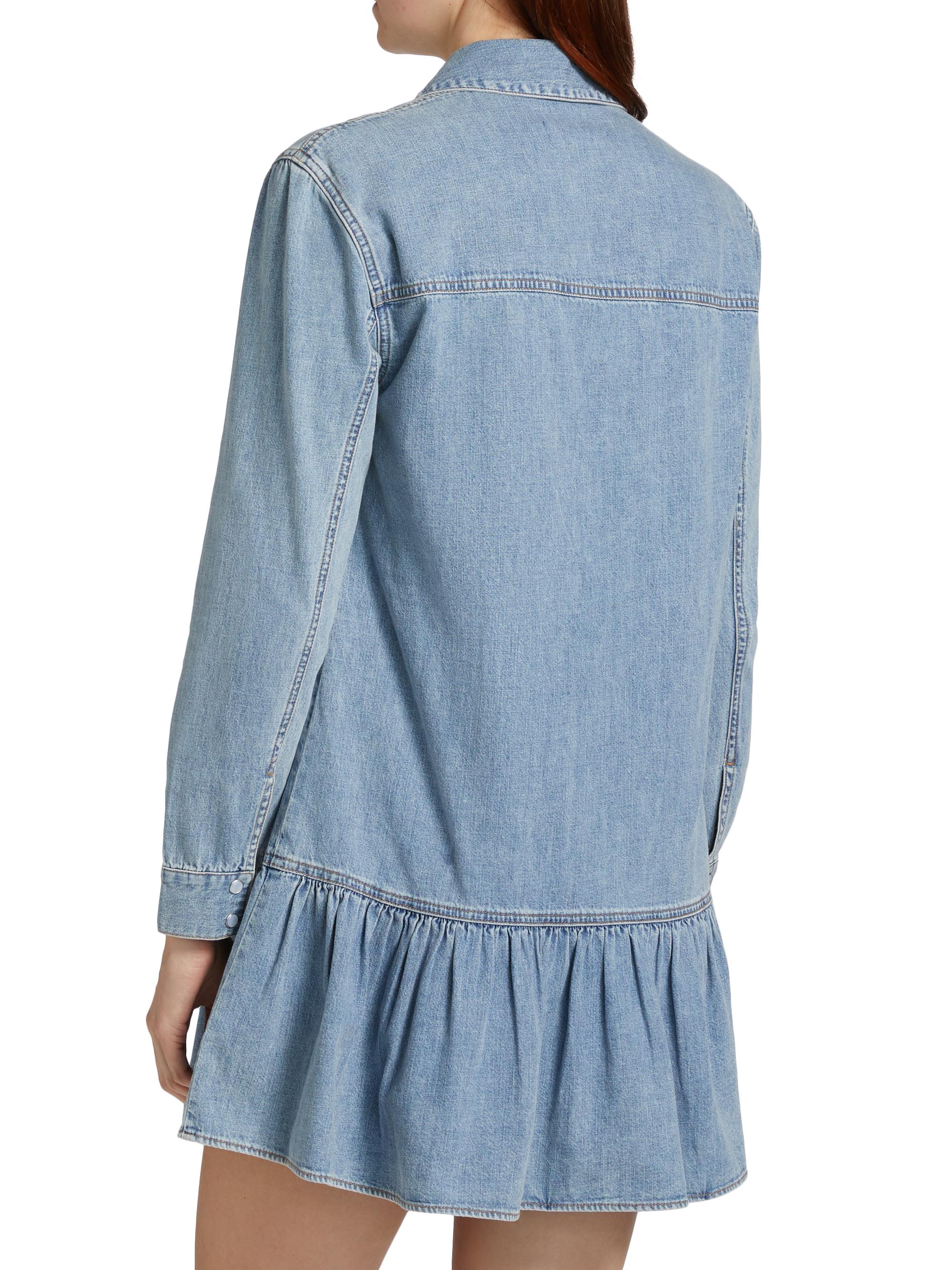 white christmas dresses Denim Flounce Hem Sleeveless Dress