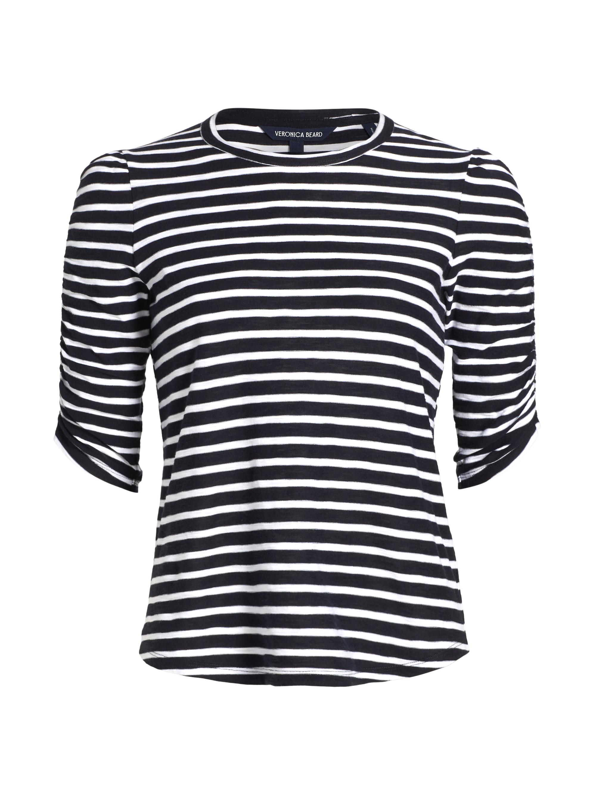 Veronica Beard Women's Waldorf Shirred Tee - Navy White