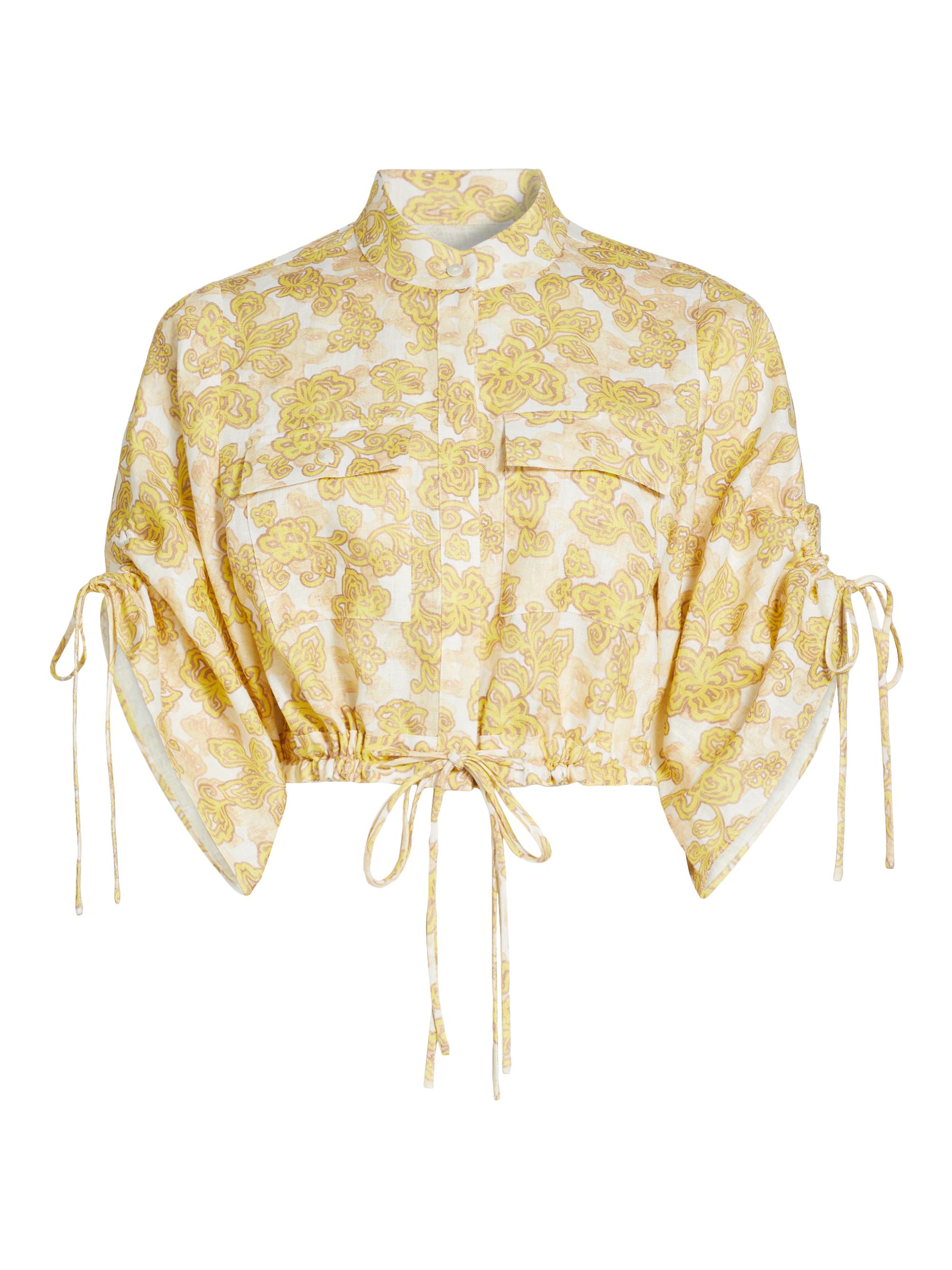 Hevron Women's Eva Floral Linen Top - Cliffside Yellow