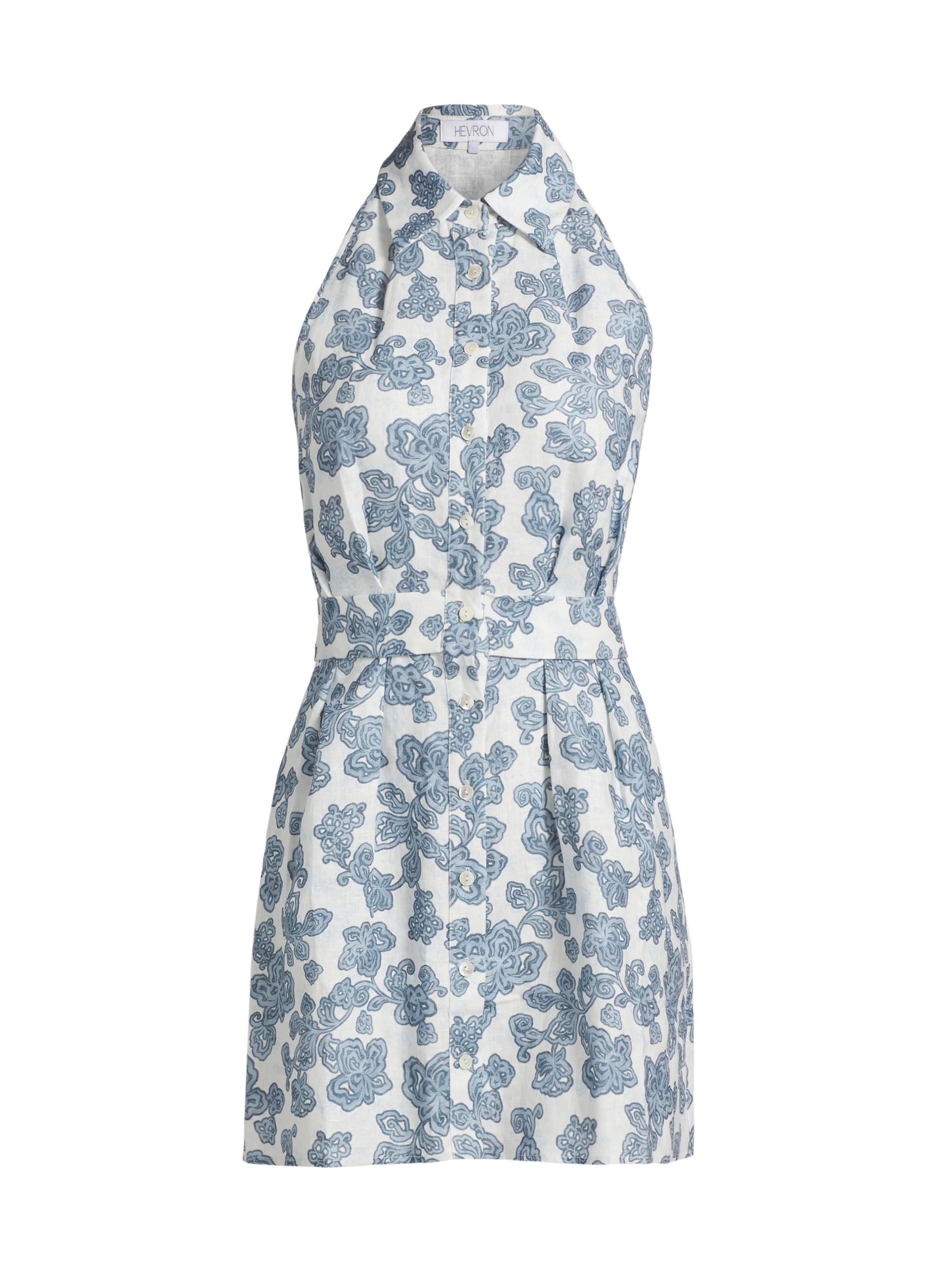 Hevron Women's Domino Floral Minidress - Cliffside Blue