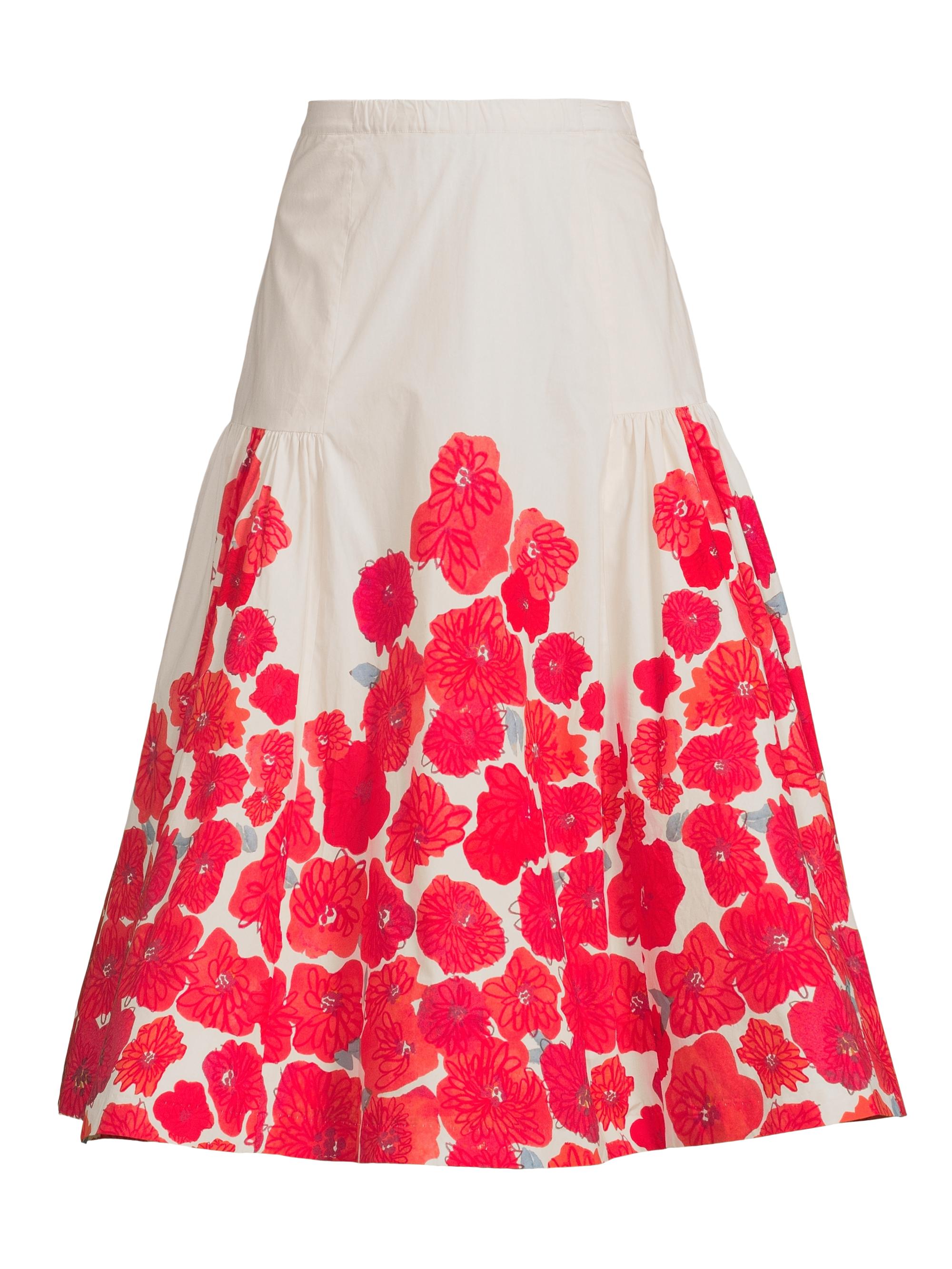 Hope for Flowers Women's Placed Poppy Midi-Skirt - Poppy Placement