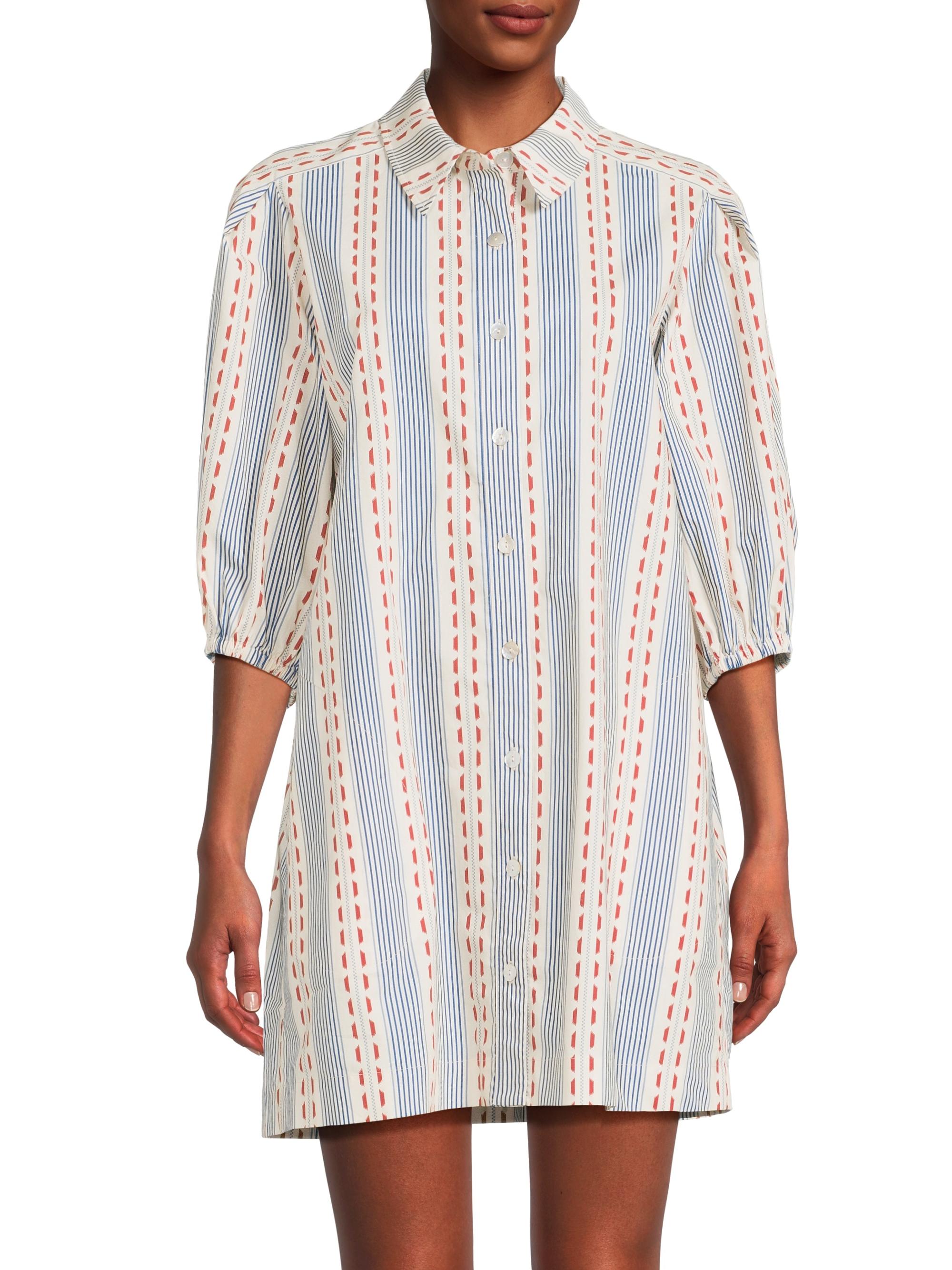 Hope for Flowers Dash Stripe Tucked Sleeve Mini-Shirtdress | Saks Fifth  Avenue