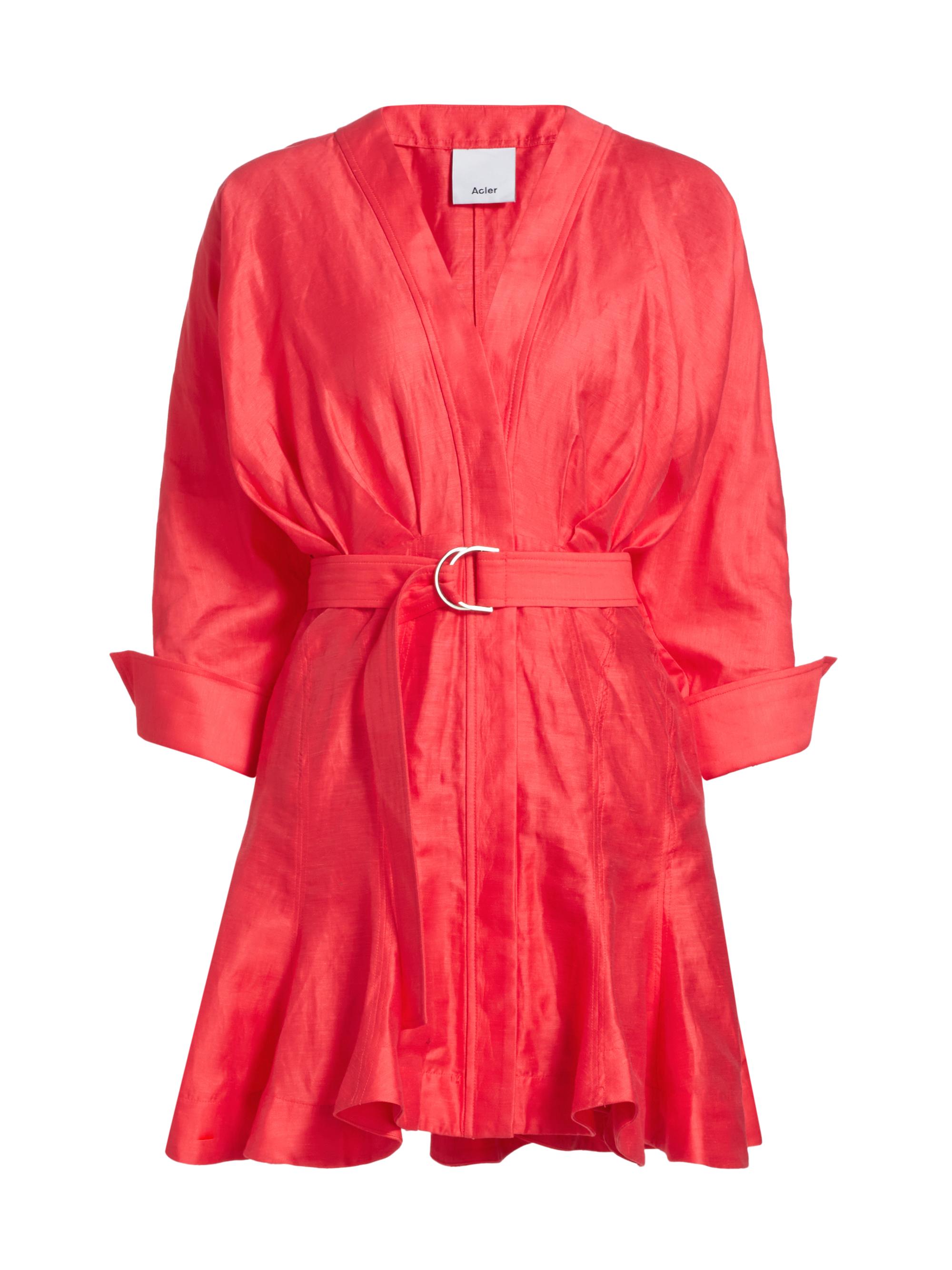 Acler Women's Fairyhill V-Neck Linen-Blend Minidress - Chilli