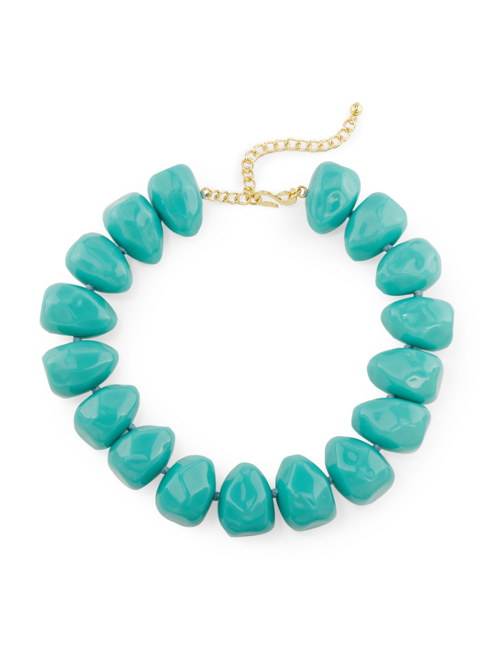 Kenneth Jay Lane Women's Turquoise Pebble Hand-Knotted Resin Necklace - Turquoise
