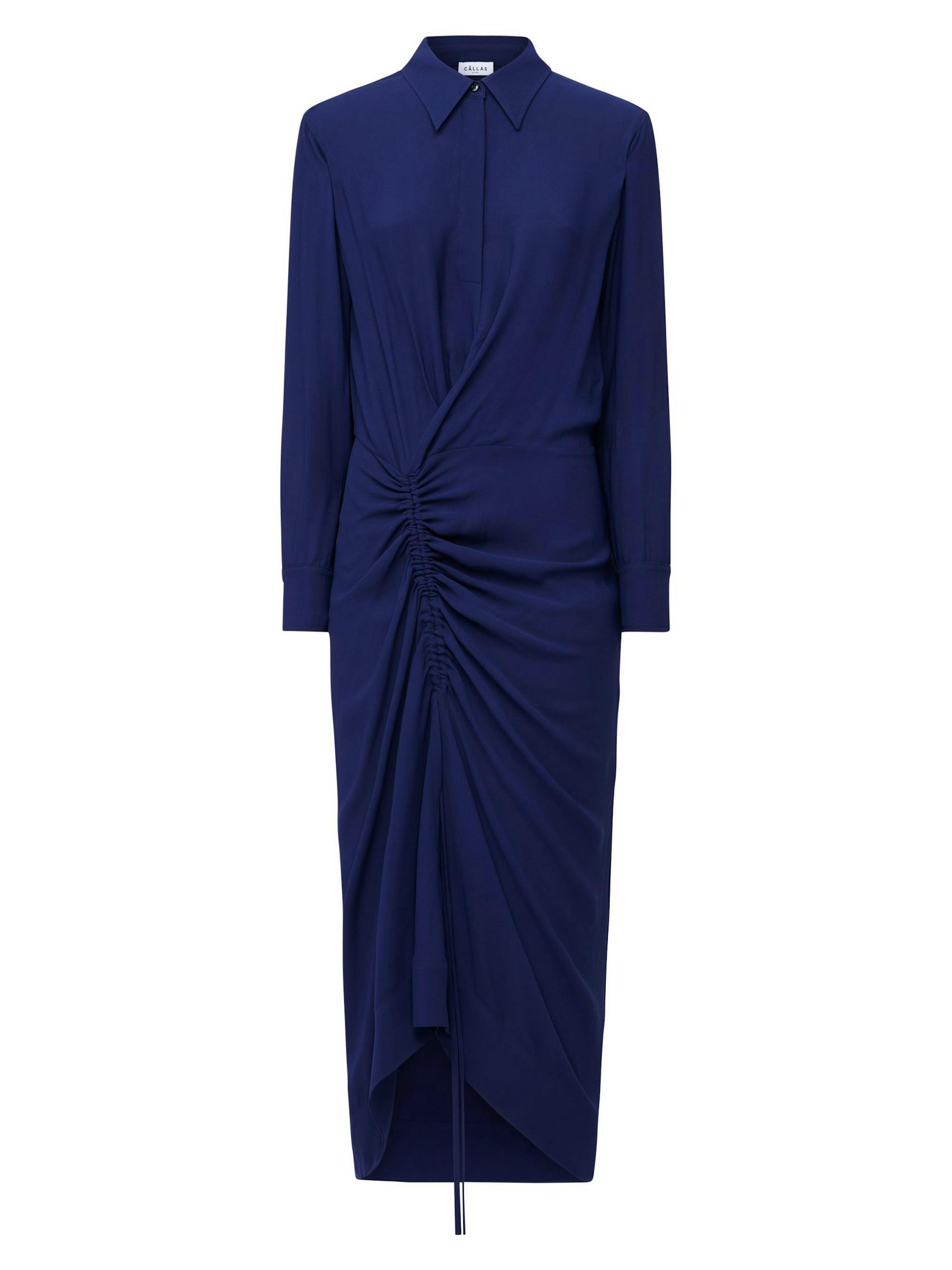 Callas Milano Women's Bianca Long Sleeve Draped Shirt Dress - Mare
