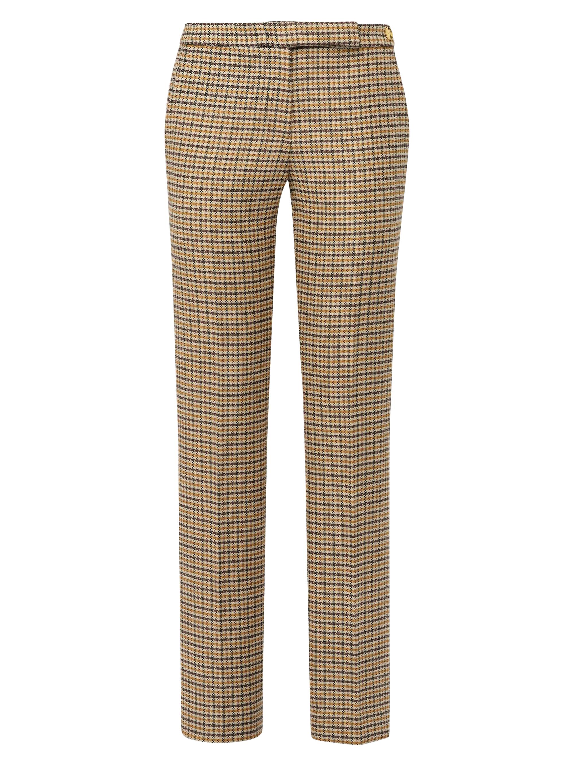 Callas Milano Women's Teddy Slim Tapered Leg Pants Plaid - Caramel Brown