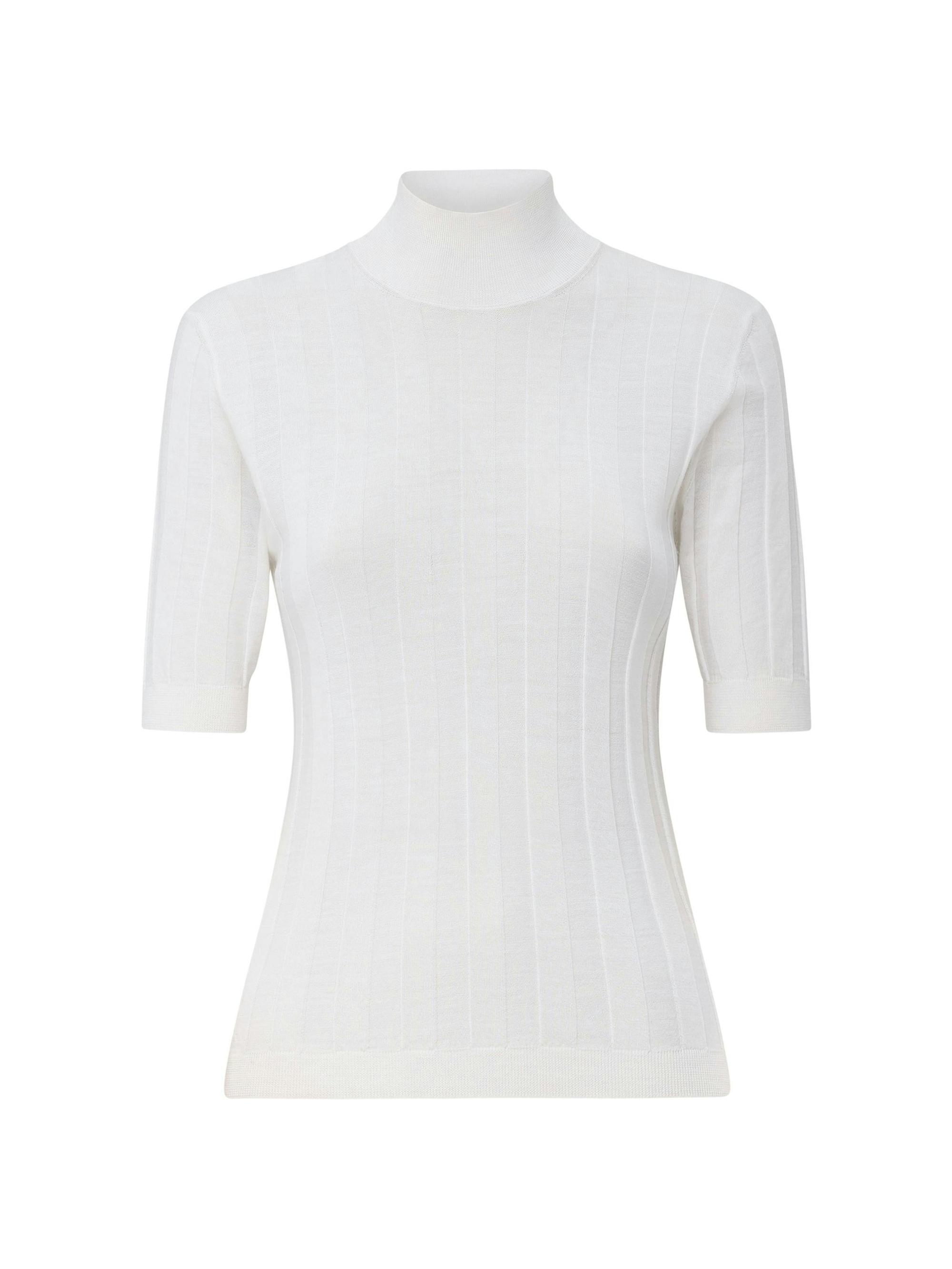 Callas Milano Women's Jordyn Short Sleeve Mock Neck Sweater - White