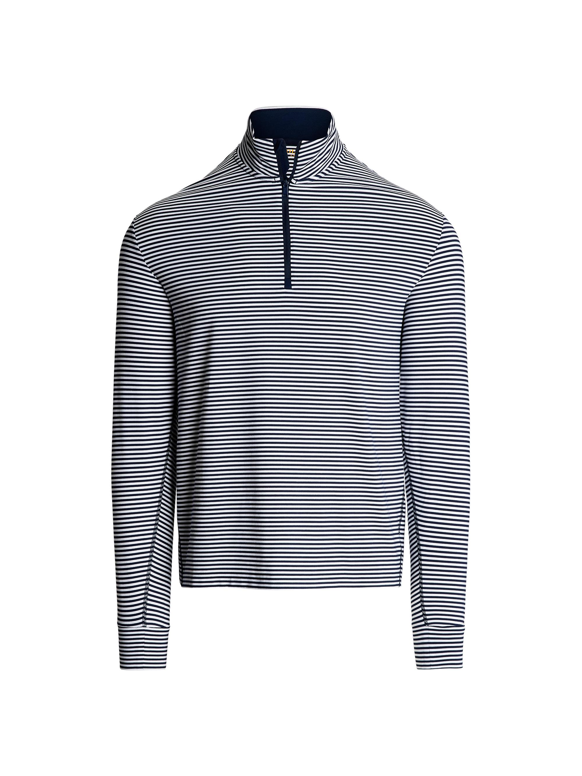 Polo Ralph Lauren Men's Quarter-Zip Jersey Pullover - Refined Navy Ceramic White