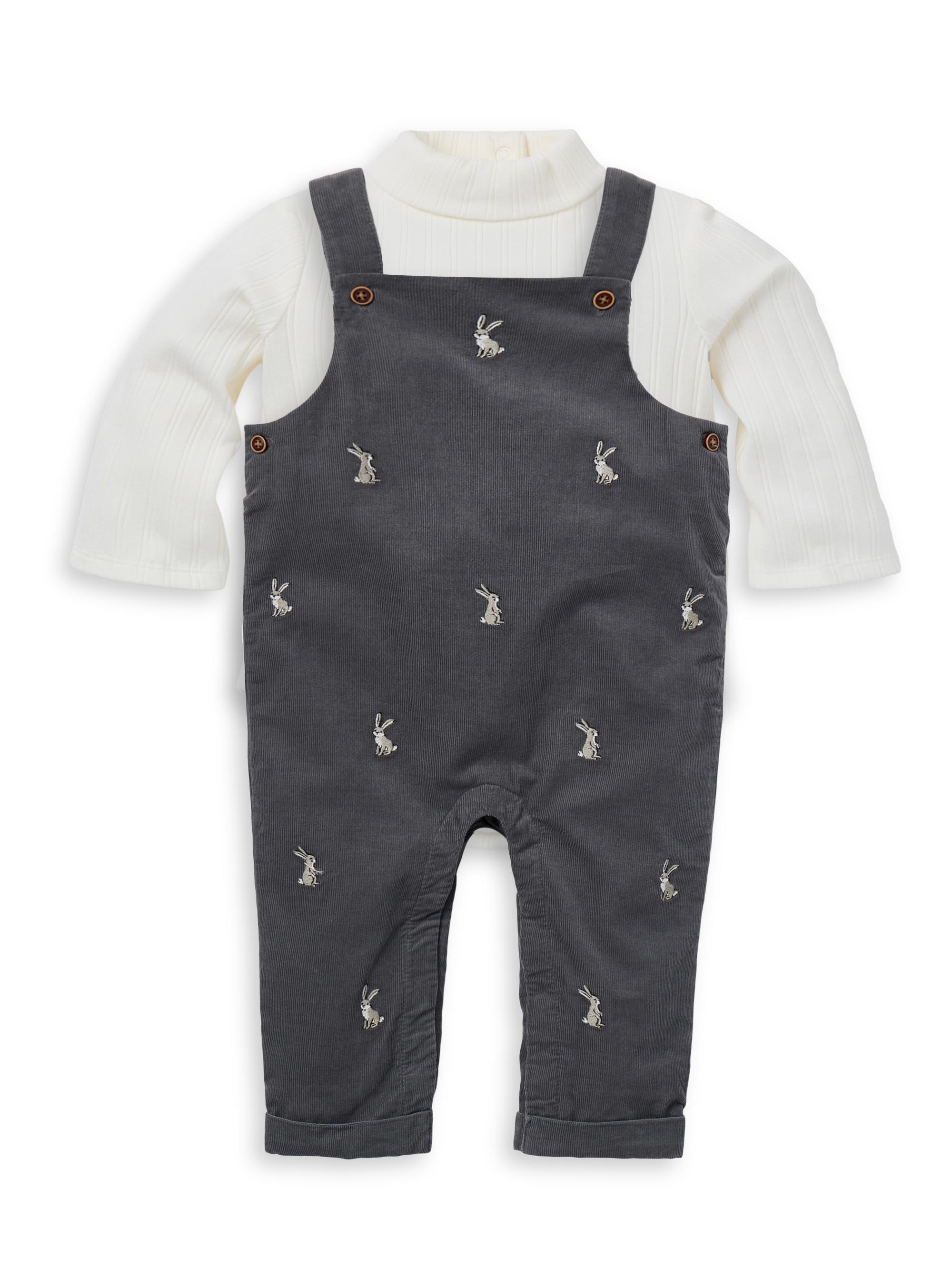 Janie and Jack Baby Boy's Bodysuit & Embroidered Corduroy Overalls Set 3 Months