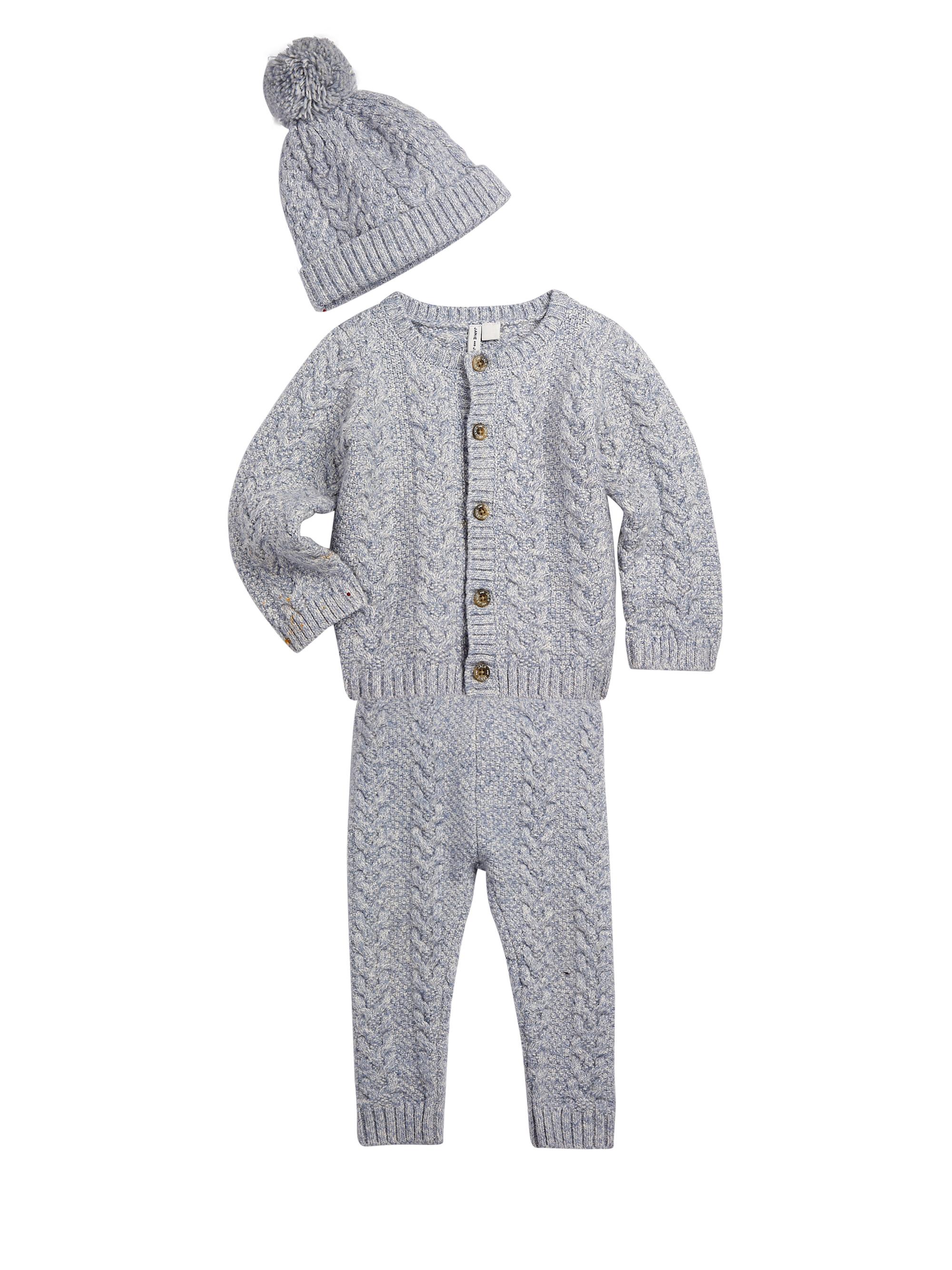 Janie and Jack Baby Boy's Cable Knit Sweater Set - Blue 3 Months