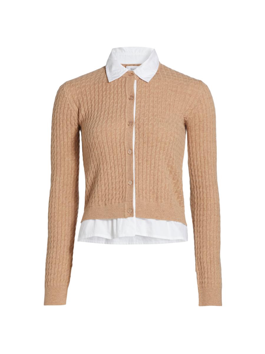 Naadam Mixed-Media Cable-Knit Cardigan | Saks Fifth Avenue