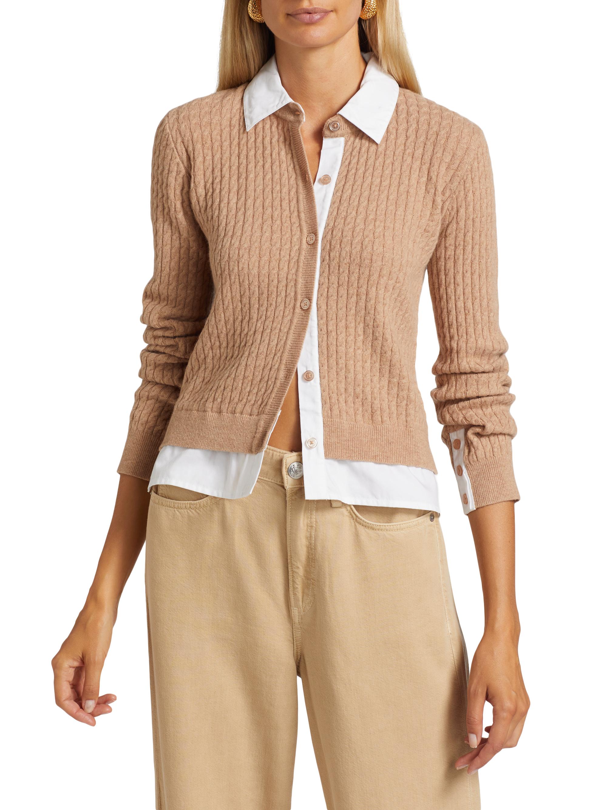 Naadam Mixed-Media Cable-Knit Cardigan | Saks Fifth Avenue