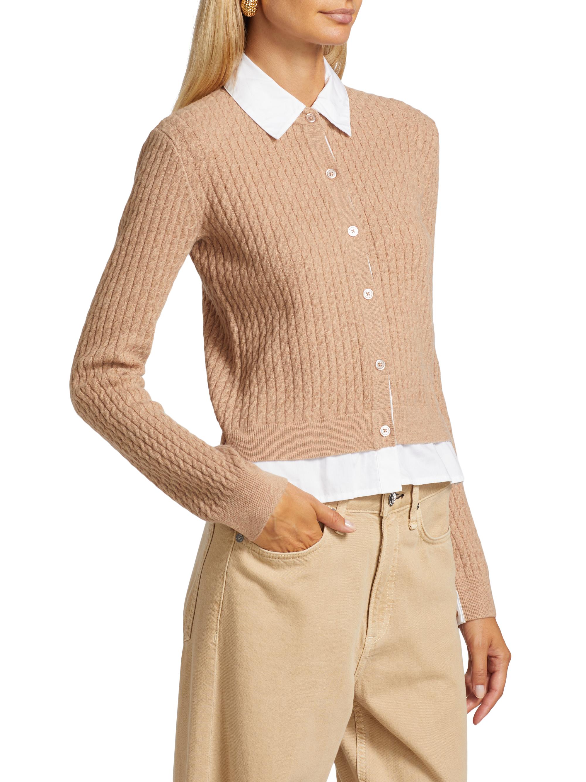 Naadam Mixed-Media Cable-Knit Cardigan | Saks Fifth Avenue