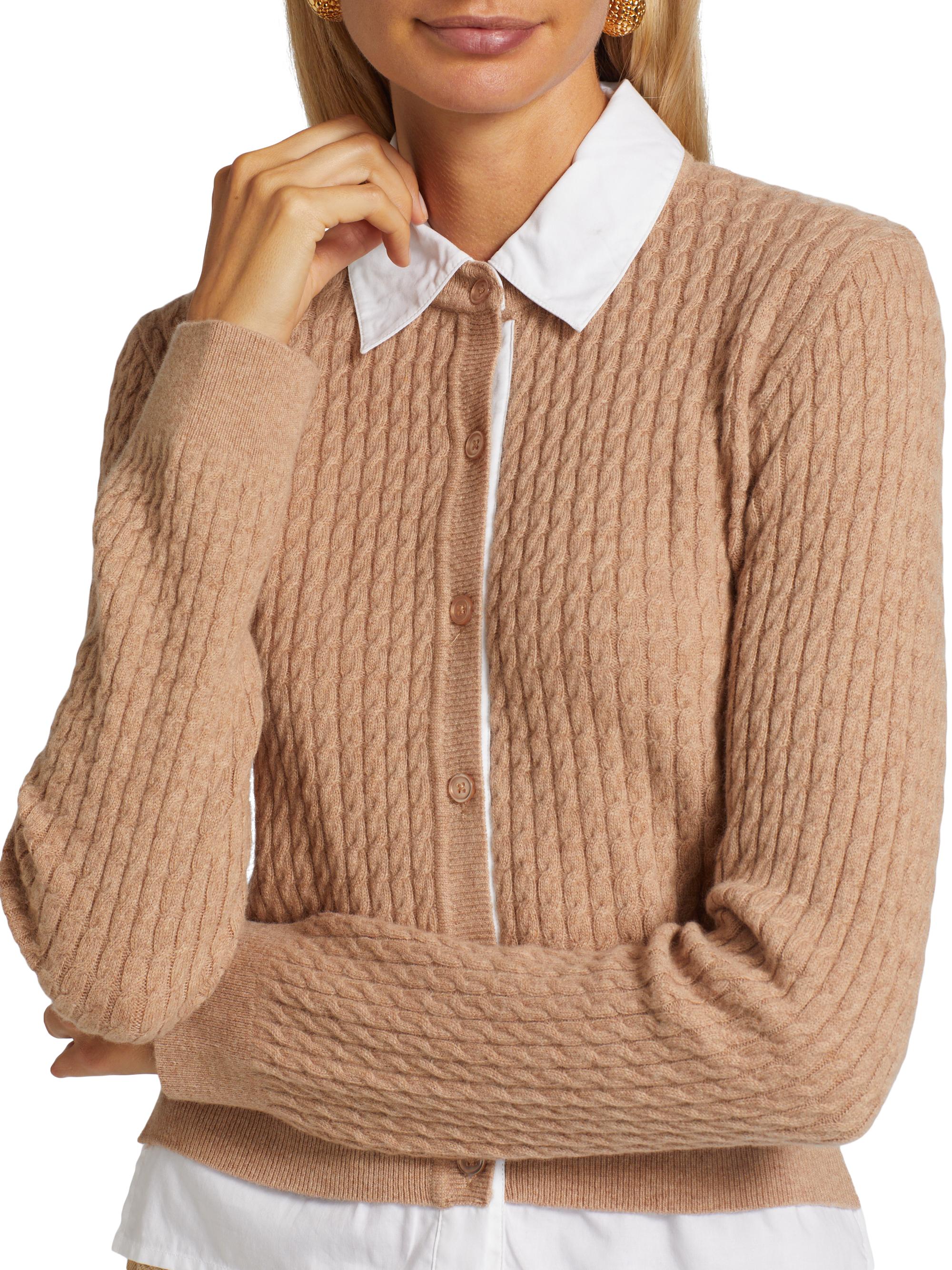 Naadam Mixed-Media Cable-Knit Cardigan | Saks Fifth Avenue
