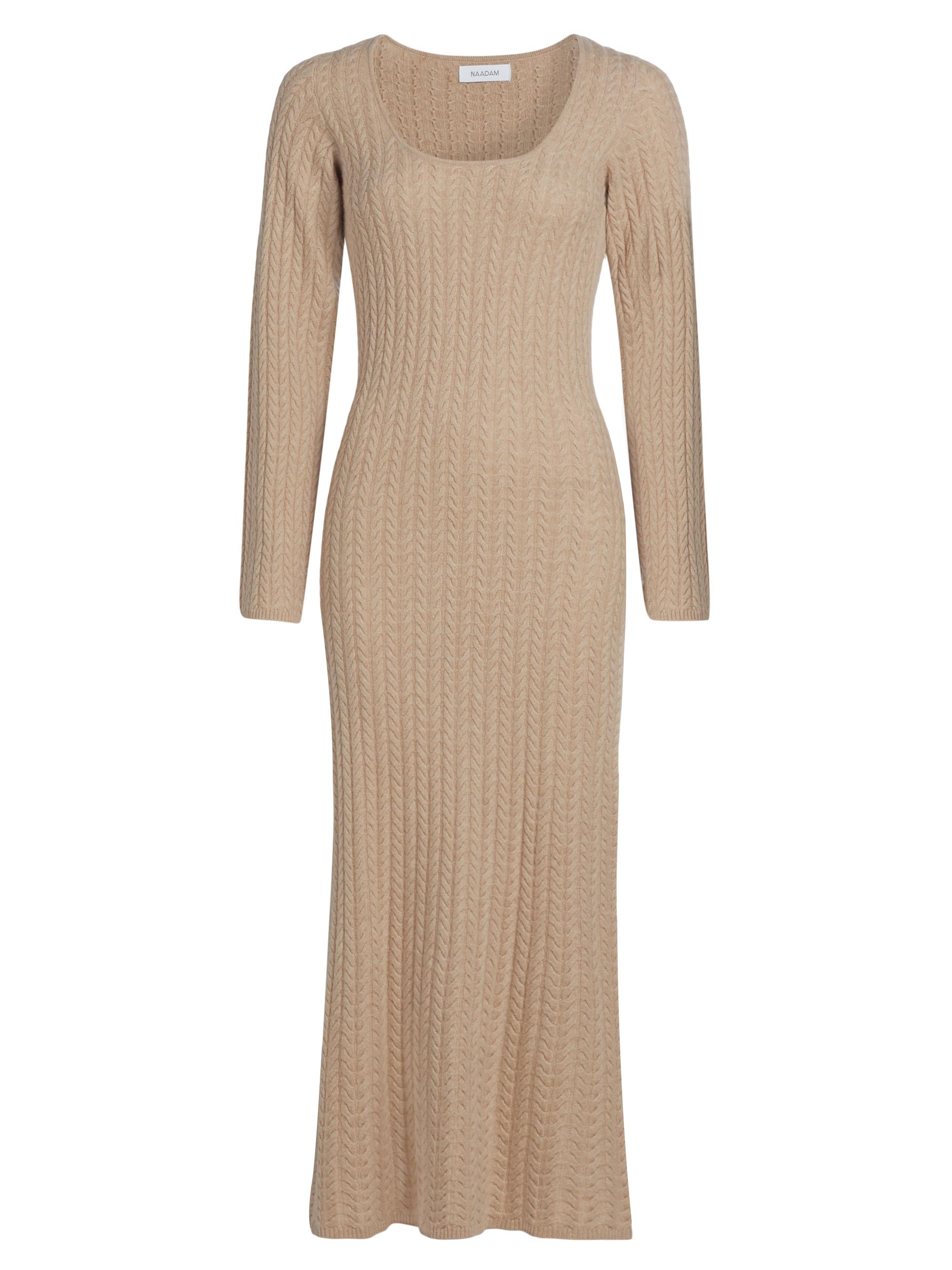 Naadam Women's Wool & Cashmere Cable-Knit Midi-Dress - Sand