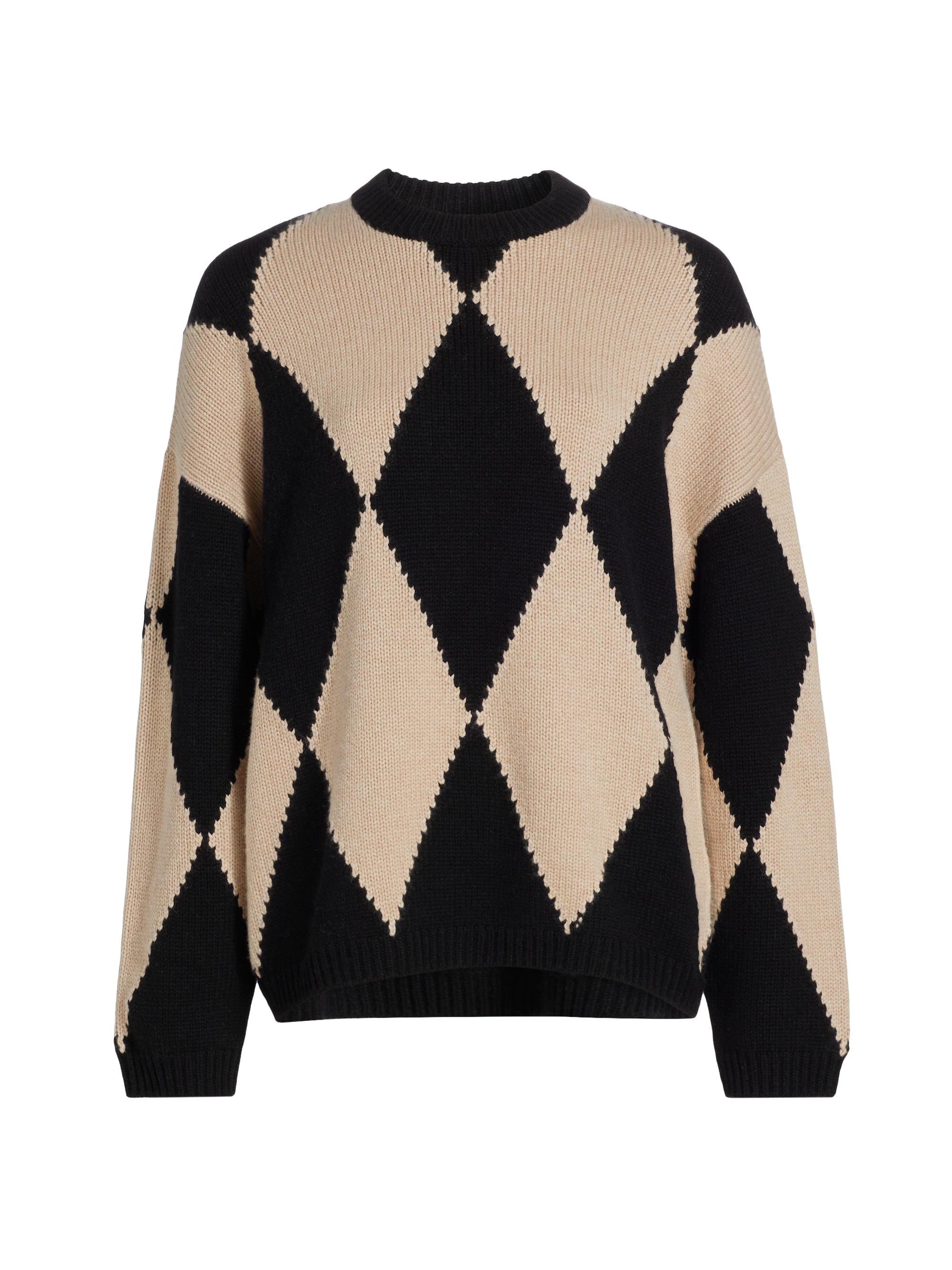 Naadam Women's Wool & Cashmere Diamond Sweater - Black Combo