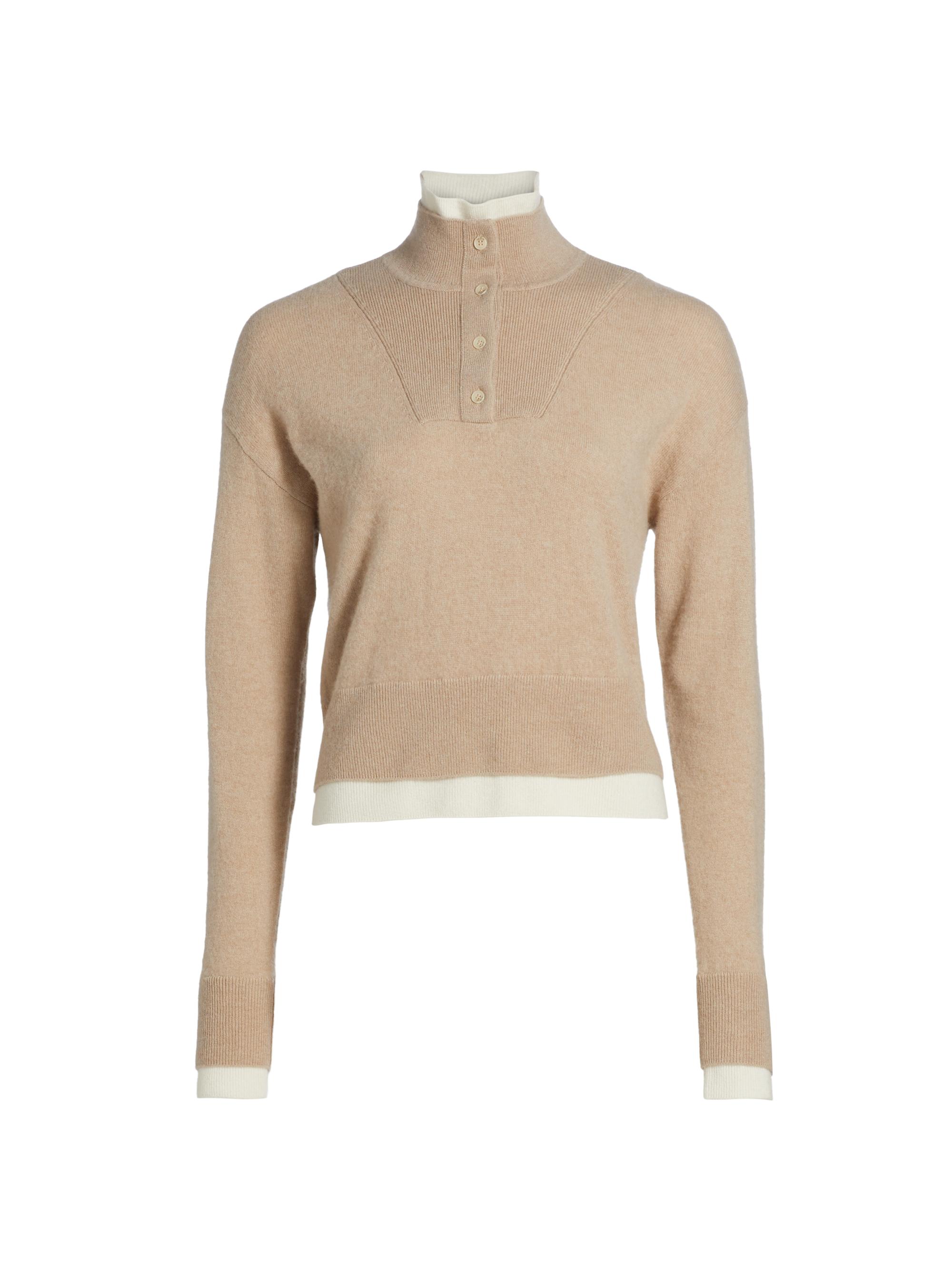 Naadam Wool-Cashmere Open-Back Cable Quarter-Zip Sweater | Saks