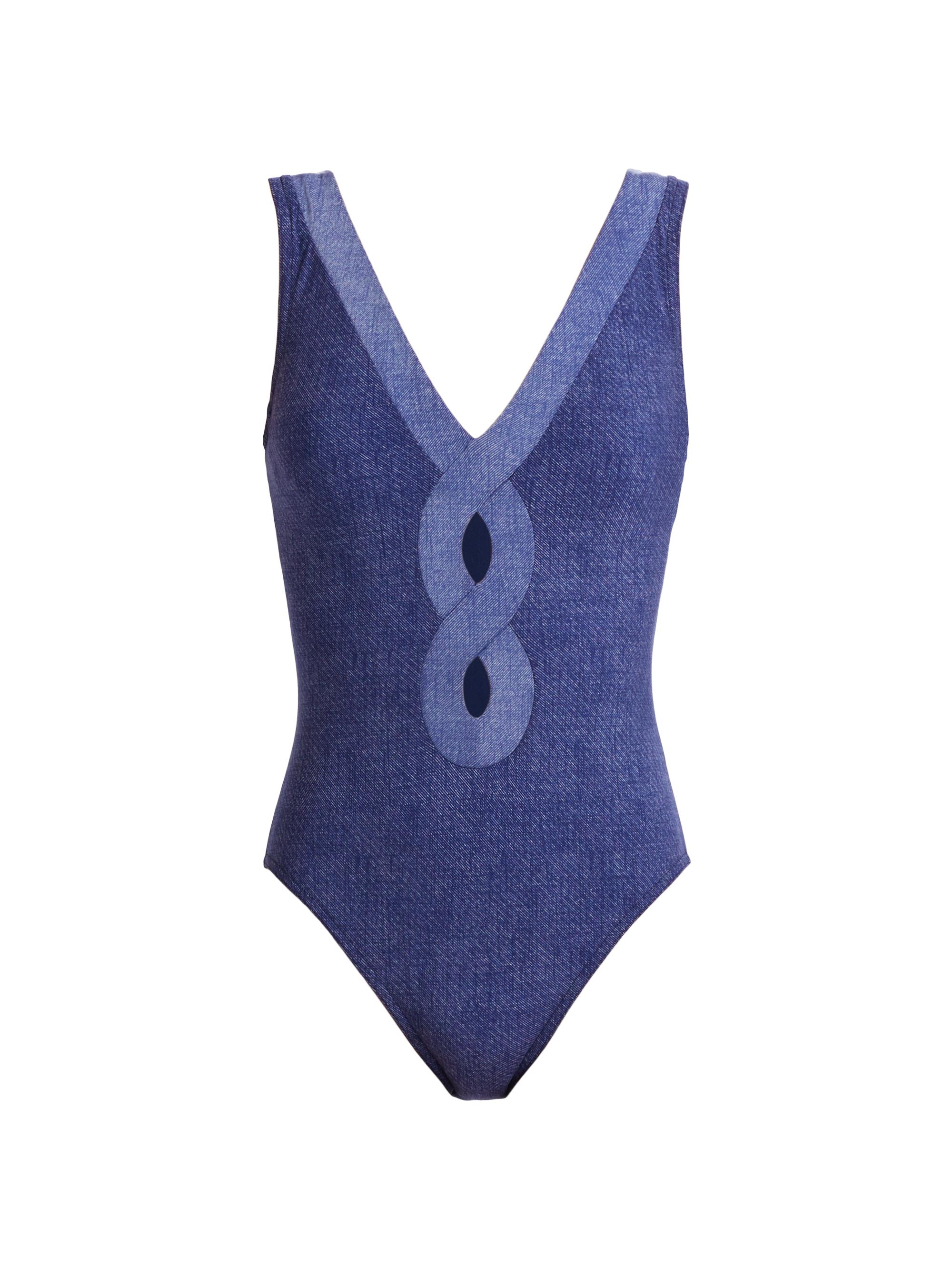 Karla Colletto Swim Women's Aelin V-Neck One-Piece Swimsuit - Blue