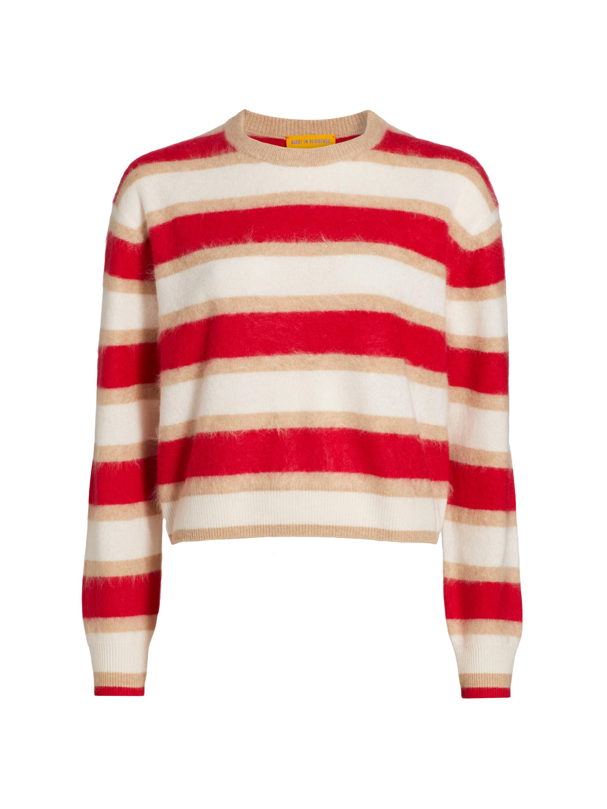 Guest in Residence Women's Grizzly Striped Cashmere Sweater - Red Combo