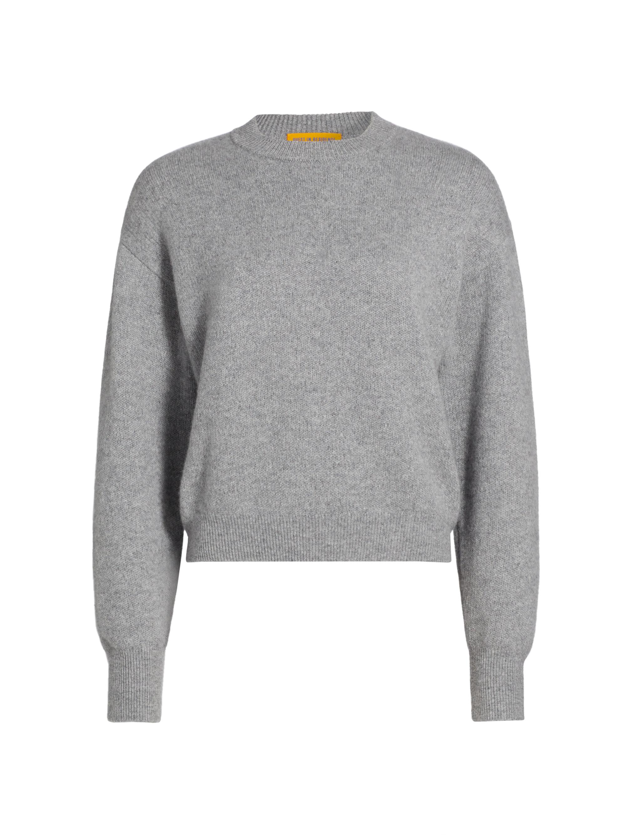 Guest in Residence Women's Collegiate Ribbed Cashmere Crewneck Sweater - Heather Grey