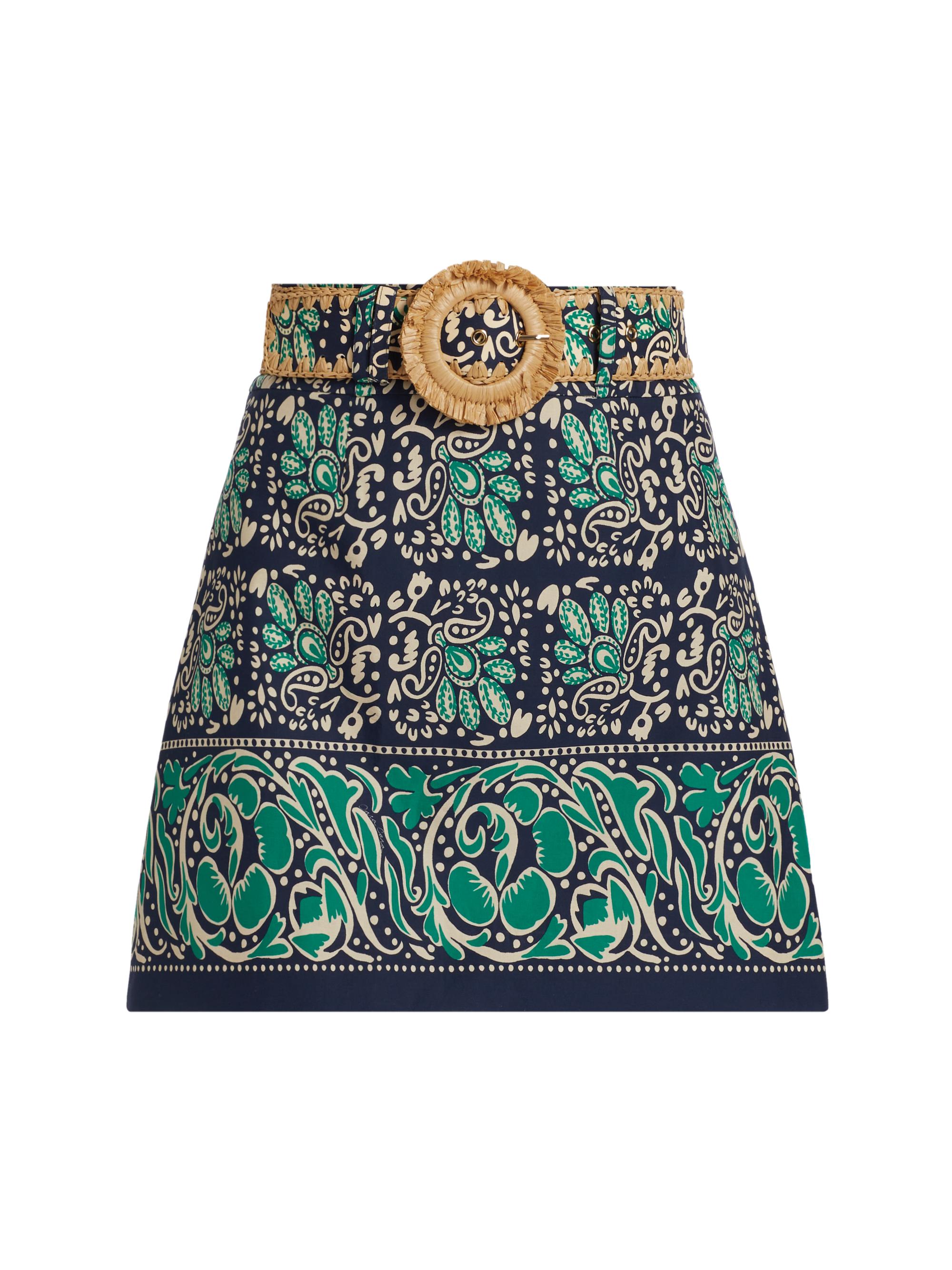 Cara Cara Women's Blaze Cotton Miniskirt - Le Stampe Eve Blue