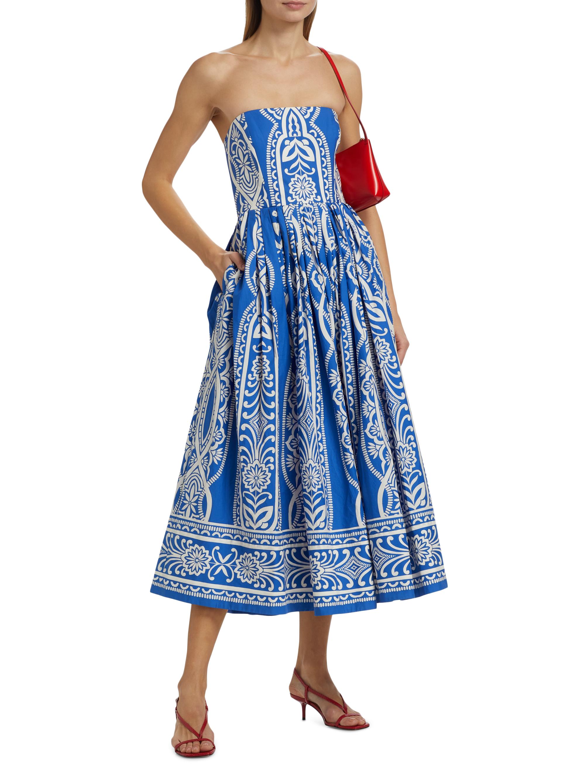 Curiouser ang Curiouser 青と白のドレス EFANBEE Cara Cara Torres Cotton Poplin Fit & Flare Midi-Dress | Saks Fifth