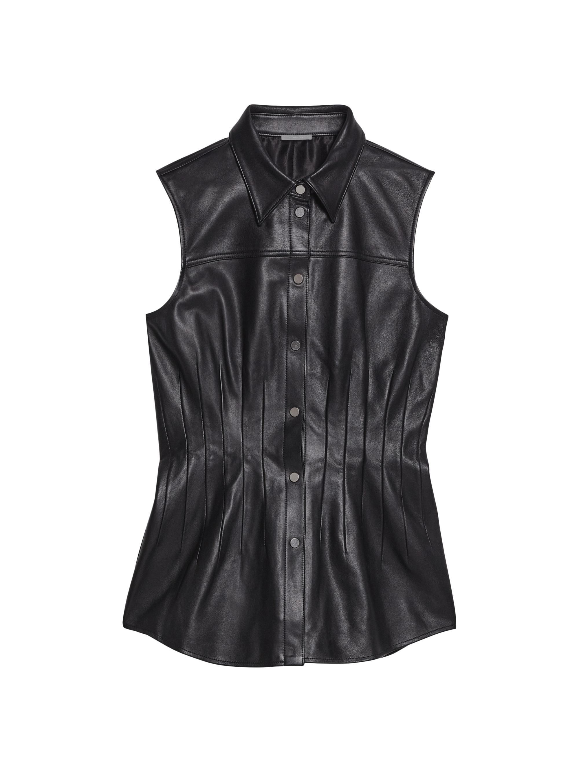 Helmut Lang Women's Le Darted Leather Shirt - Black
