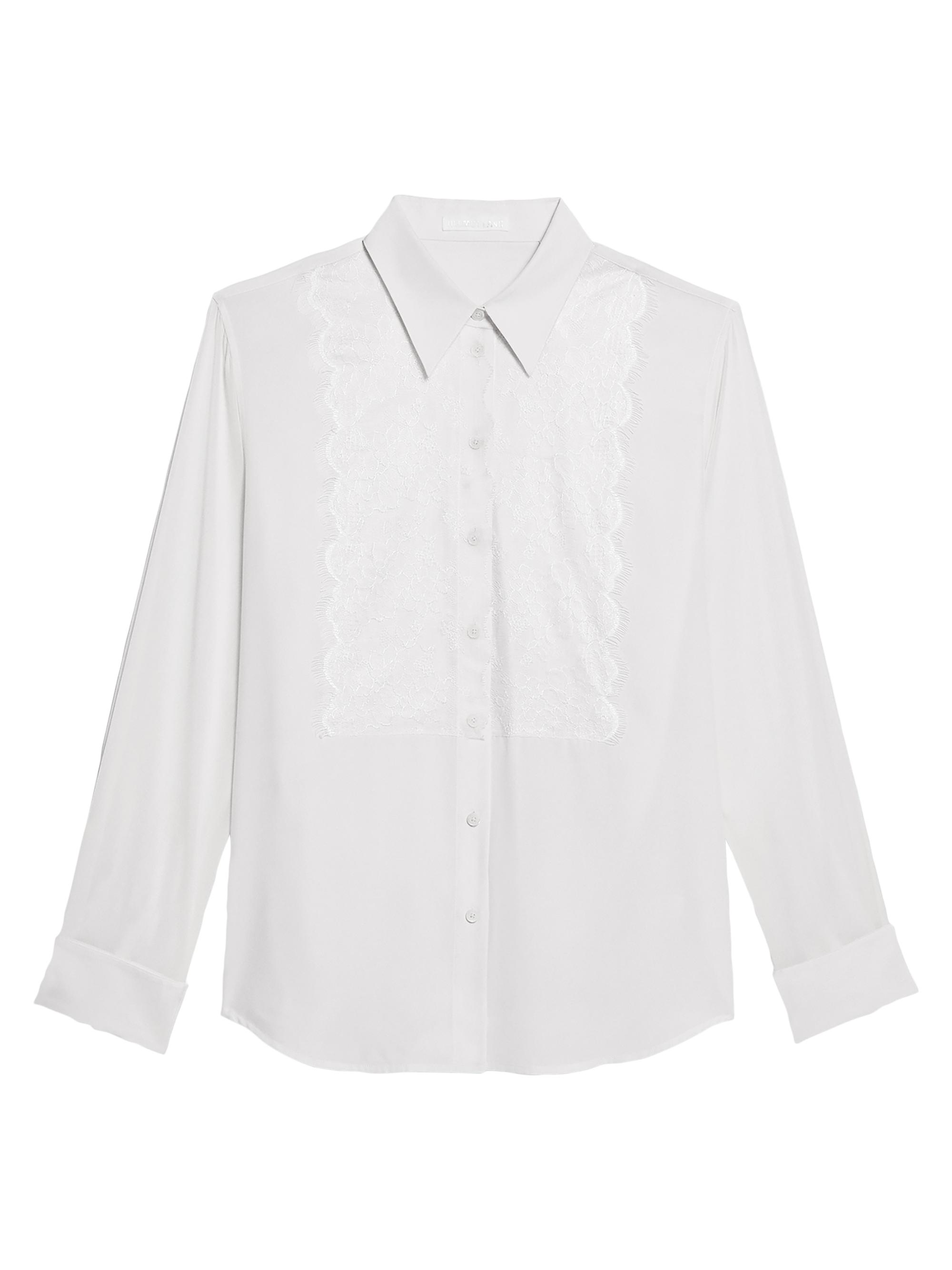 Helmut Lang Women's Lace Relaxed Button-Front Shirt - White